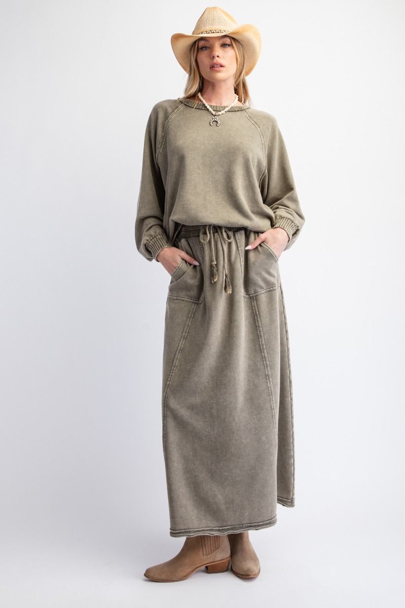 Coming Through Mineral Washed Skirt In 3 Colors: Camel, Mocha, Olive *Final Sale*