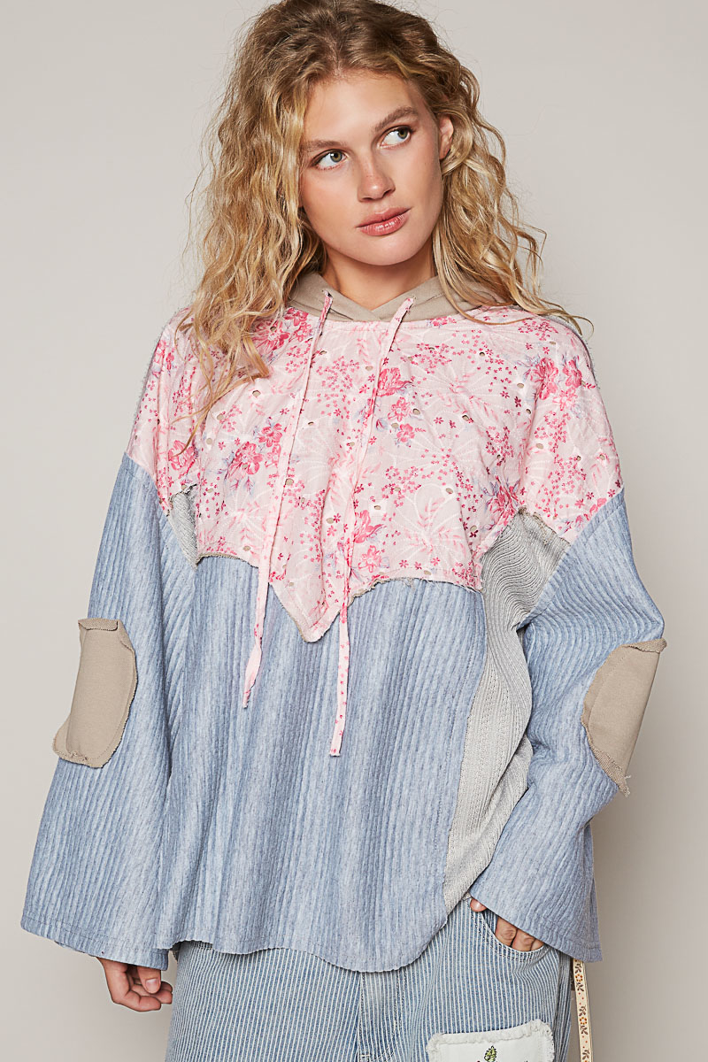 POL Higher Places Hooded Bell Sleeve Top In Grey *Final Sale*