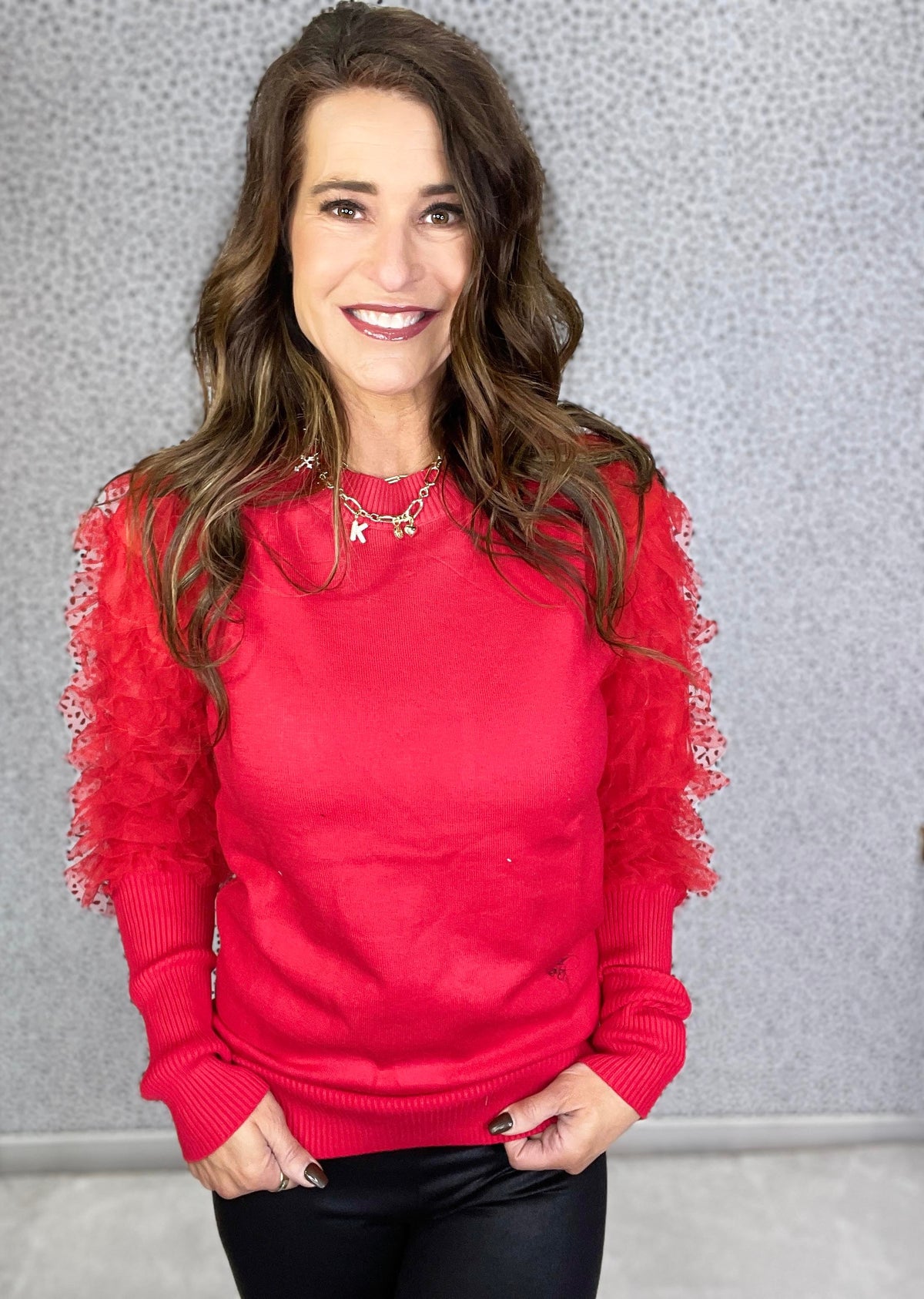 An Enchanted Evening Tiered Lace Sleeve Sweater