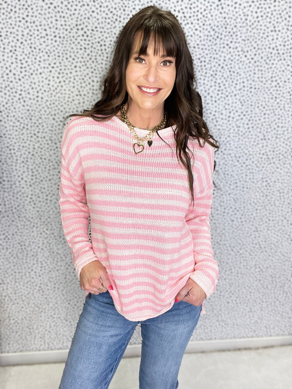 Delightful Days Long Sleeve Striped Knit Top