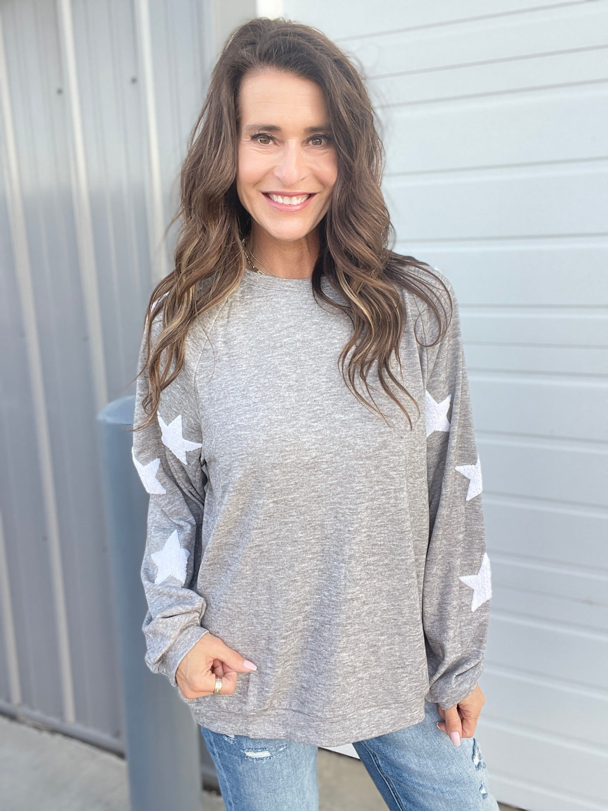 Shooting Star Knit Sweater In 3 Colors: Grey, Rose, Charcoal *Final Sale*