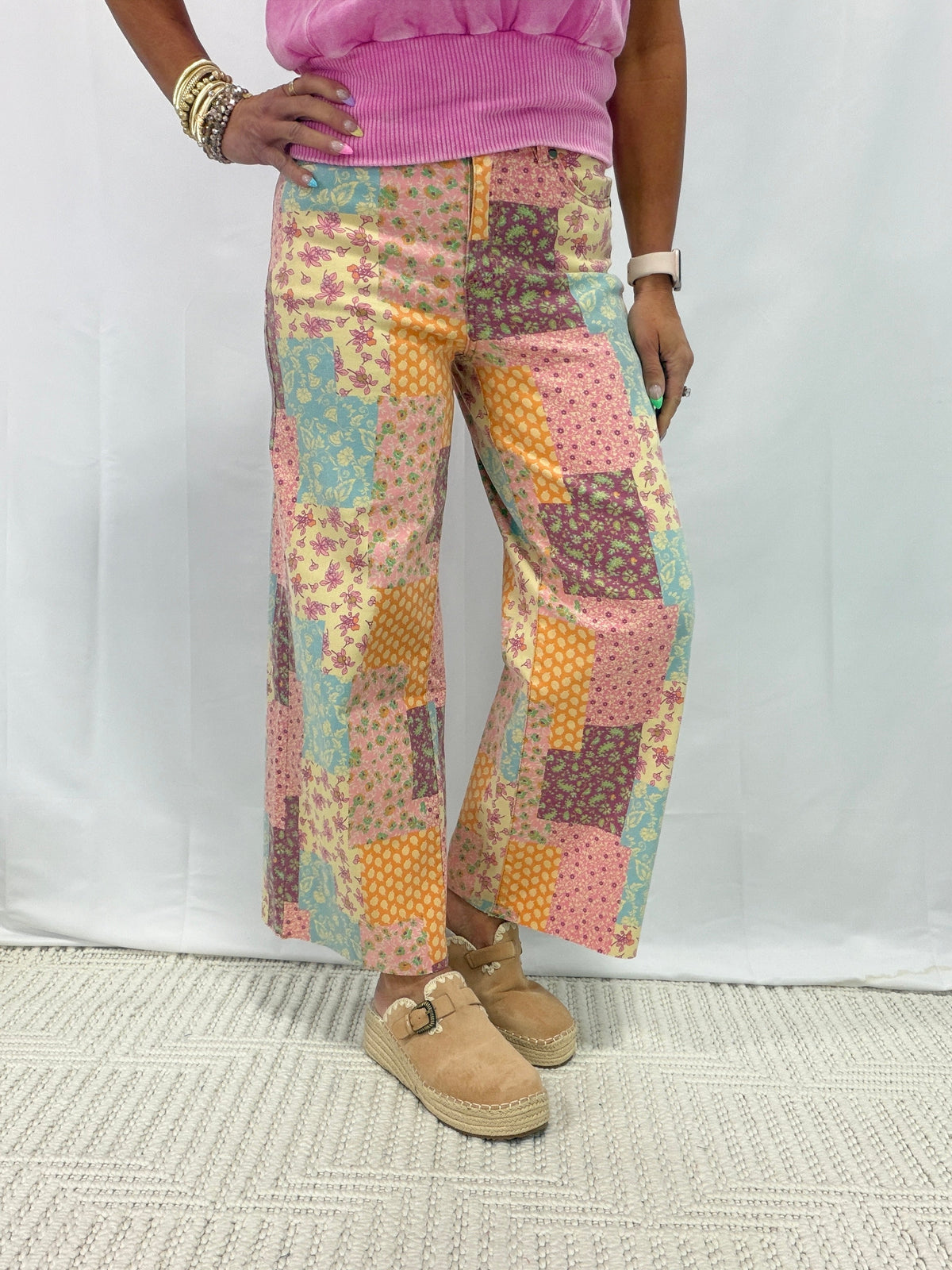Of Sound Mind Patchwork Twill Pants In Denim