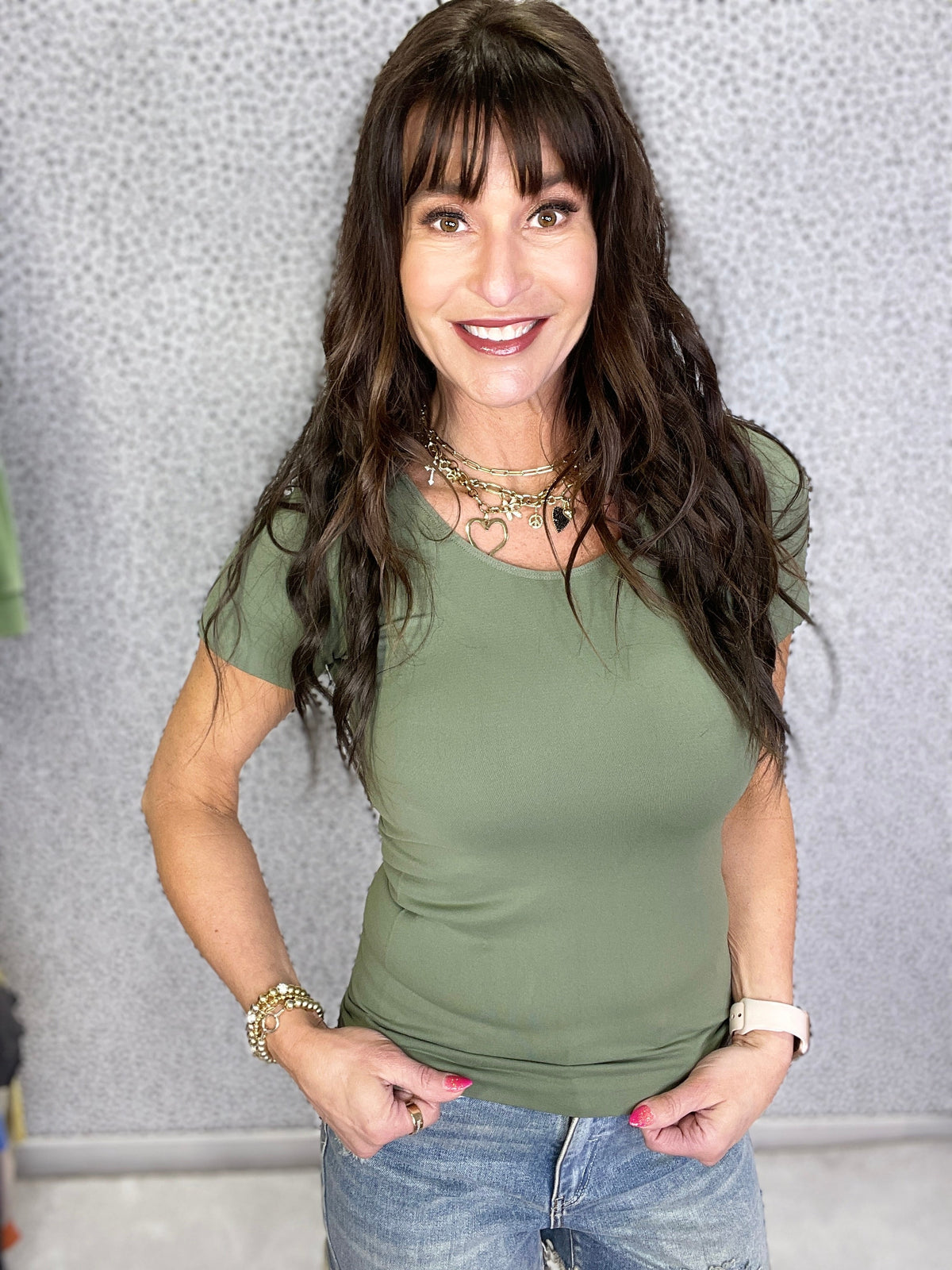 Everyday Great Scoop Neck Reversible Short Sleeve Top In Ten Colors