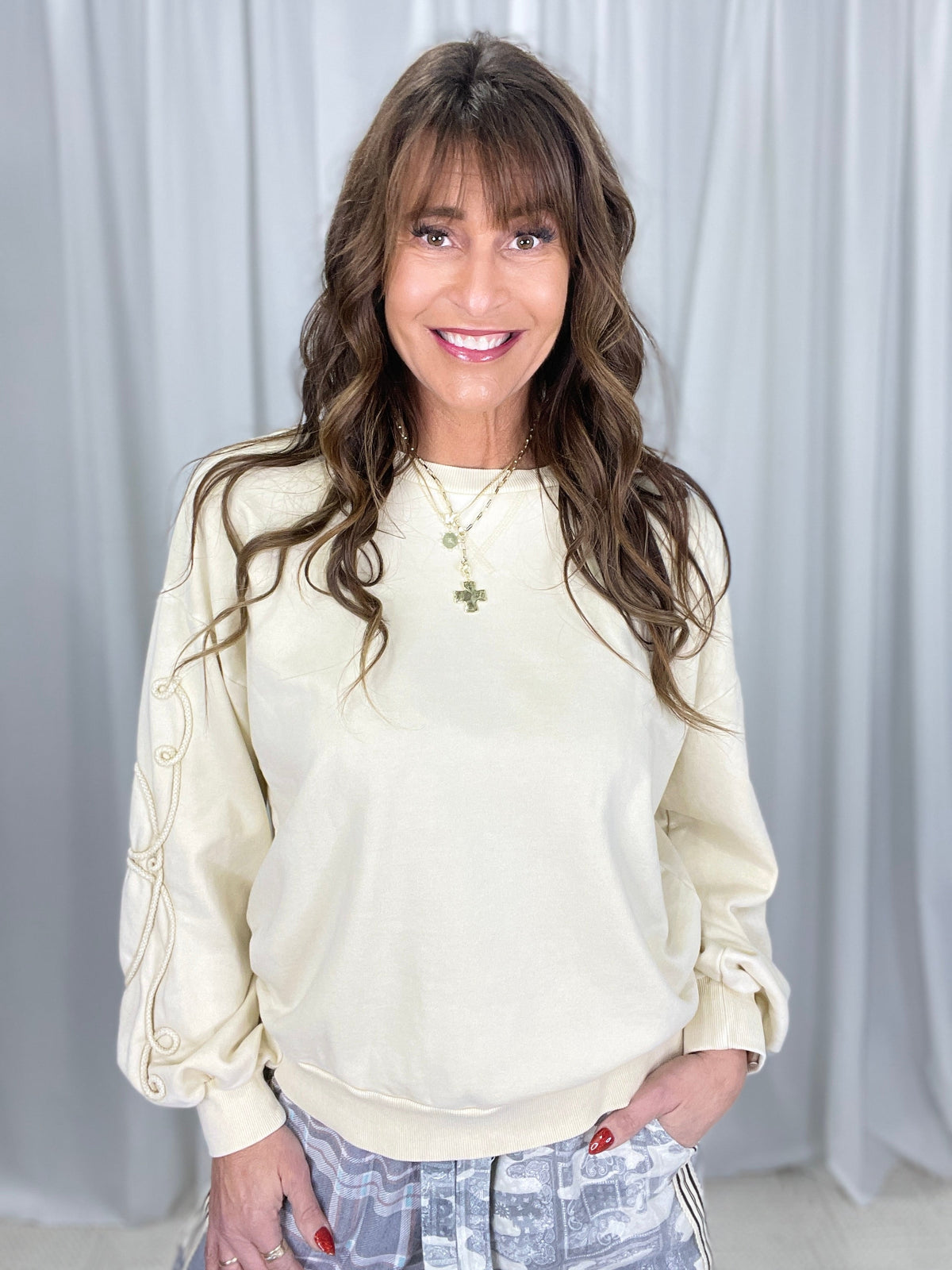 Whimsy Heart Embroidered Sweatshirt in 2 Colors