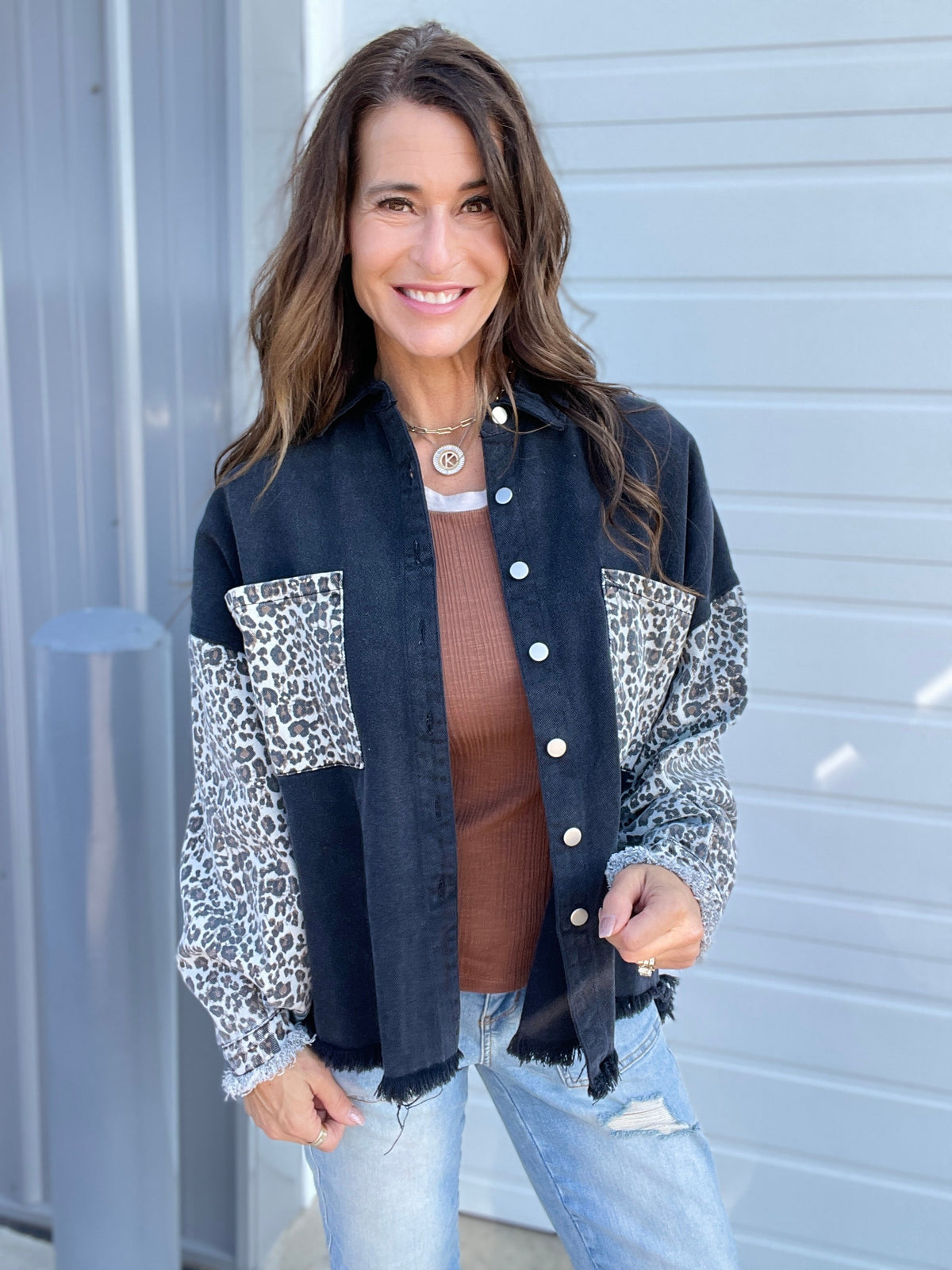 Pol All The Animal Vibes Oversized Shirt Jacket In 2 Colors: Black, Mocha *Final Sale*
