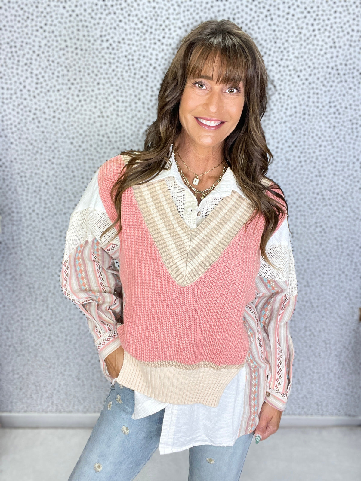Oli & Hali Scholar Stitch Top In Pink *Final Sale*