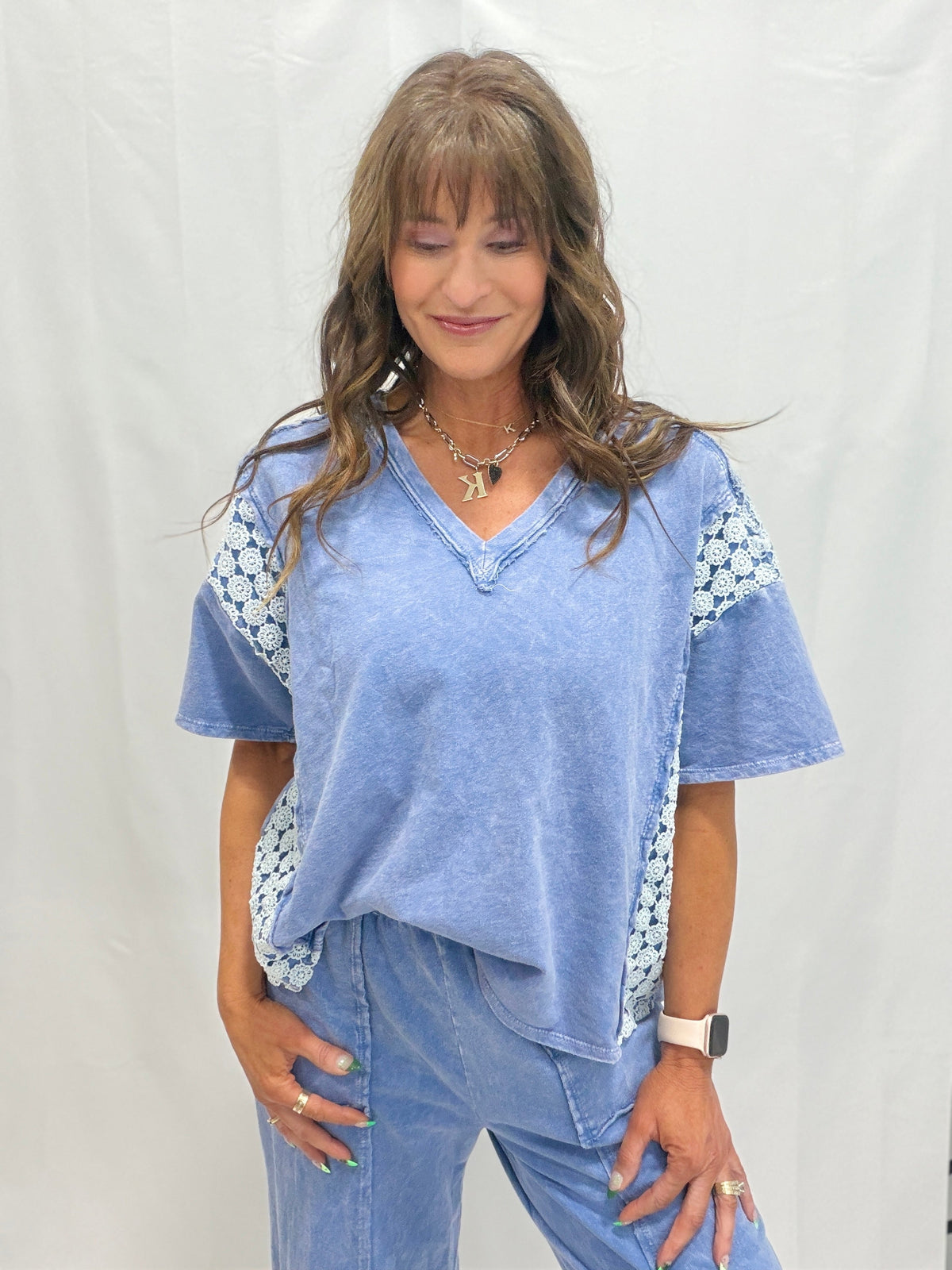 Run Out Of Time Daisy Trim V-Neck Top In 5 Colors