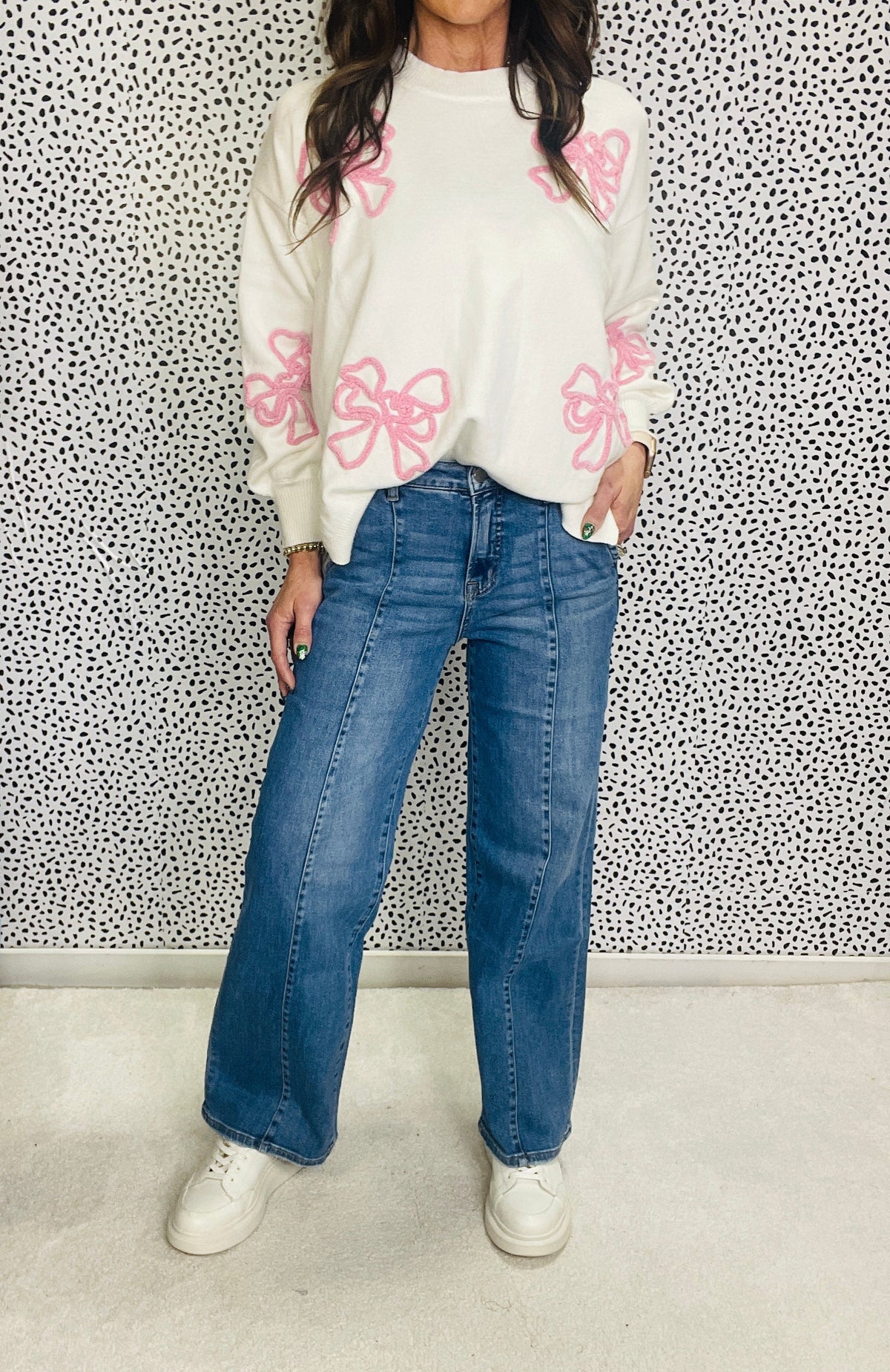 Mica Delilah High Rise Front Seam Wide Leg Jeans 274 In Blue