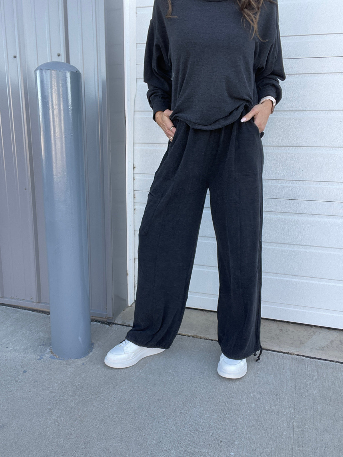 Everytime Brushed Hacci Pants In 3 Colors: Charcoal, Cinnamon, Teal *Final Sale*