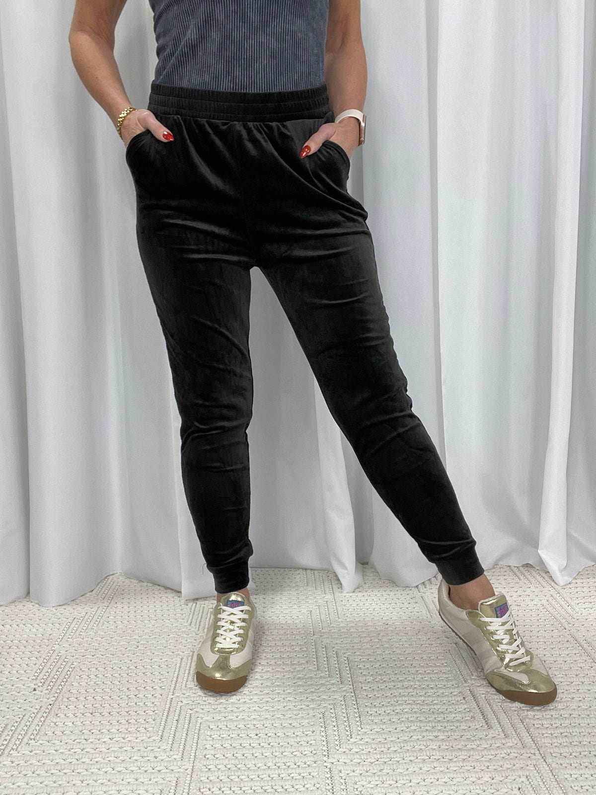 Smooth Moves Velvet Joggers In Black *Final Sale*