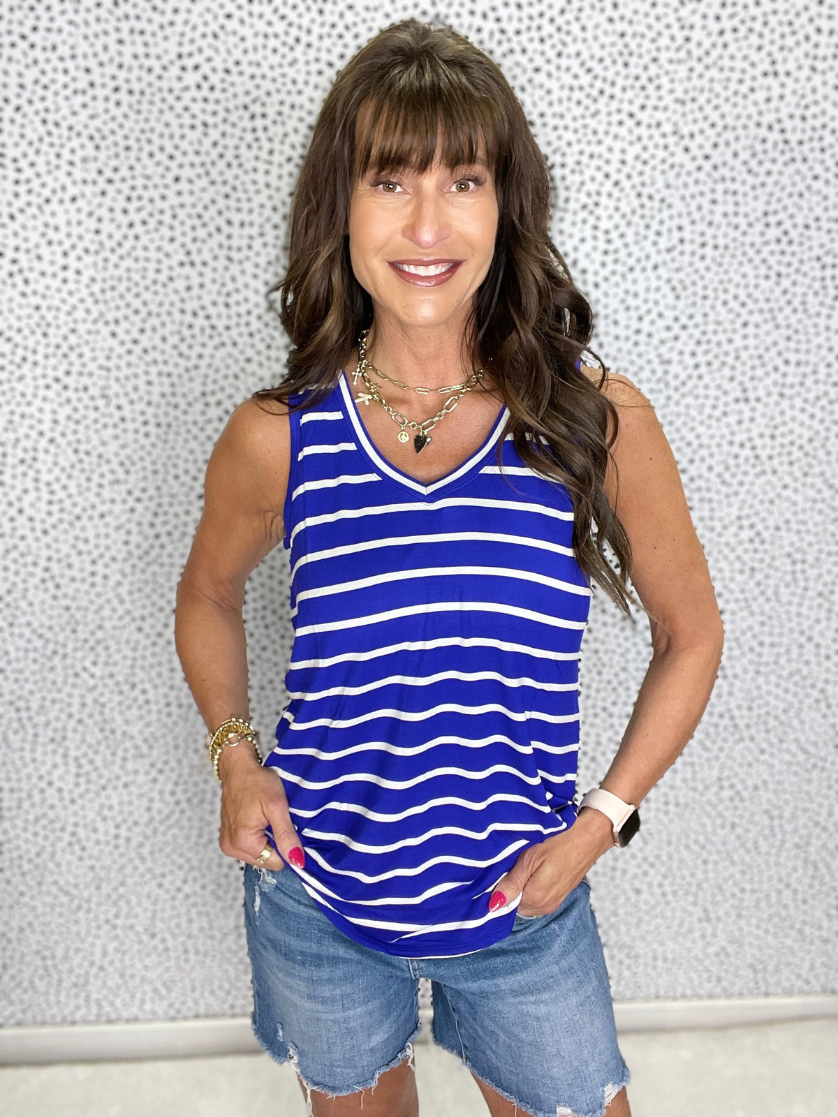 Signature Style Striped Sleeveless V-Neck Top In 7 Colors *Final Sale*
