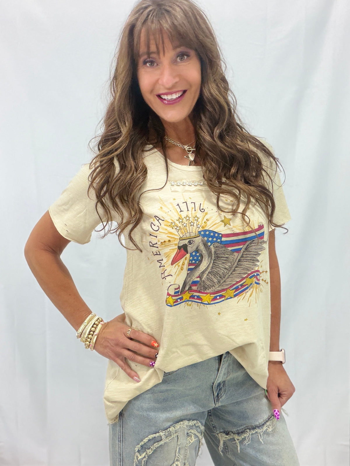 America 1776 Swan Tattered Tee