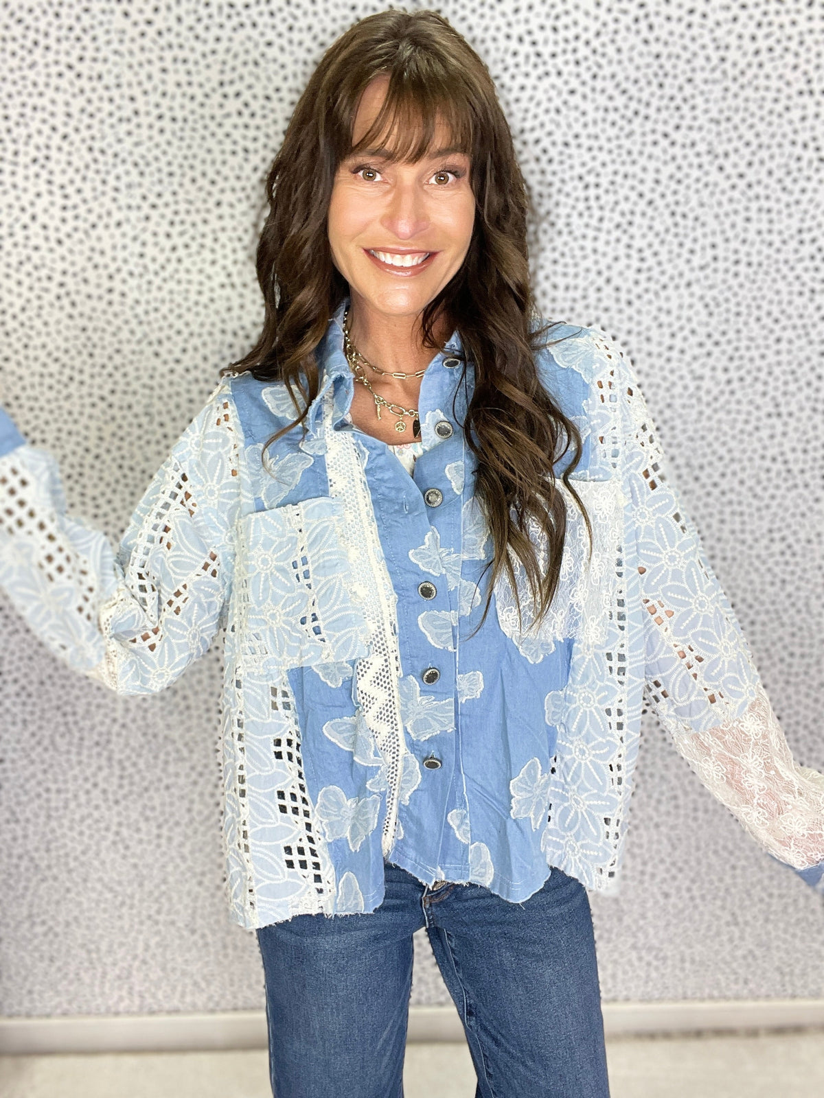 POL Waiting To Play Crochet Long Sleeve Top In 2 Colors