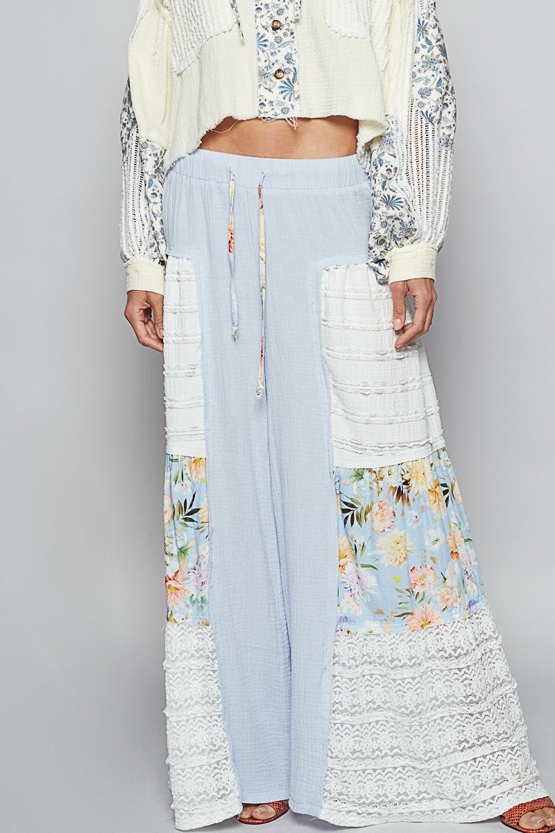 POL Patchwork Petals Flare Legs Pants In 3 Colors