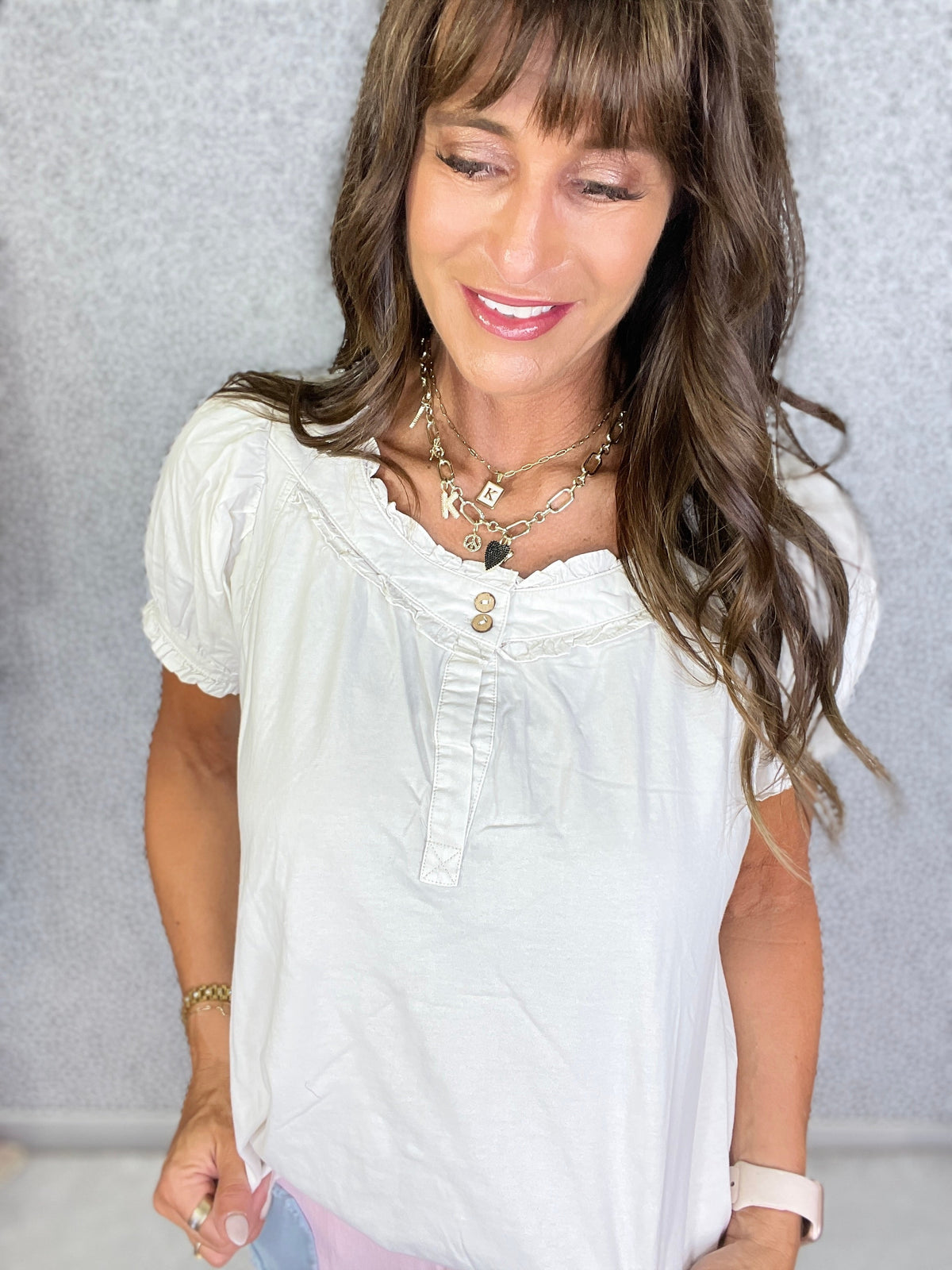 Ruffle Mineral Wash Top In 2 Colors