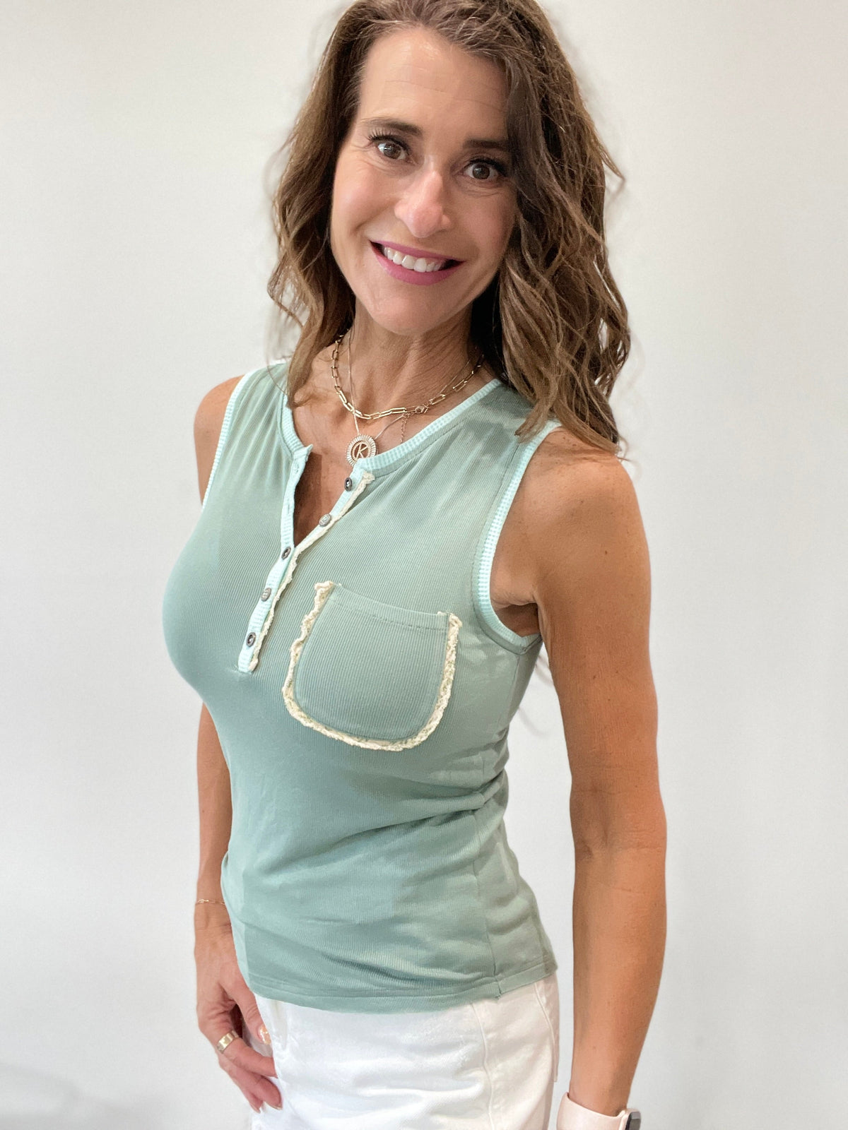 Pol All About The Pocket Tank Top In 4 Colors: Black, Yellow, Coral , Teal