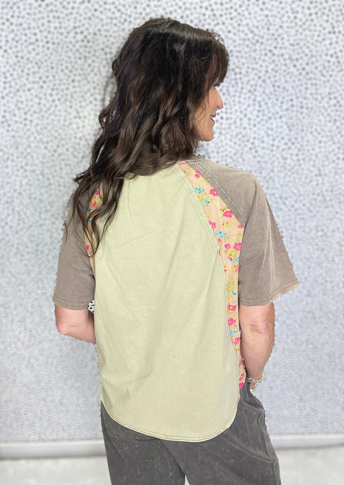 Floral Touch Heart Patch Mix And Match Mineral Washed Top In 2 Colors *Final Sale*