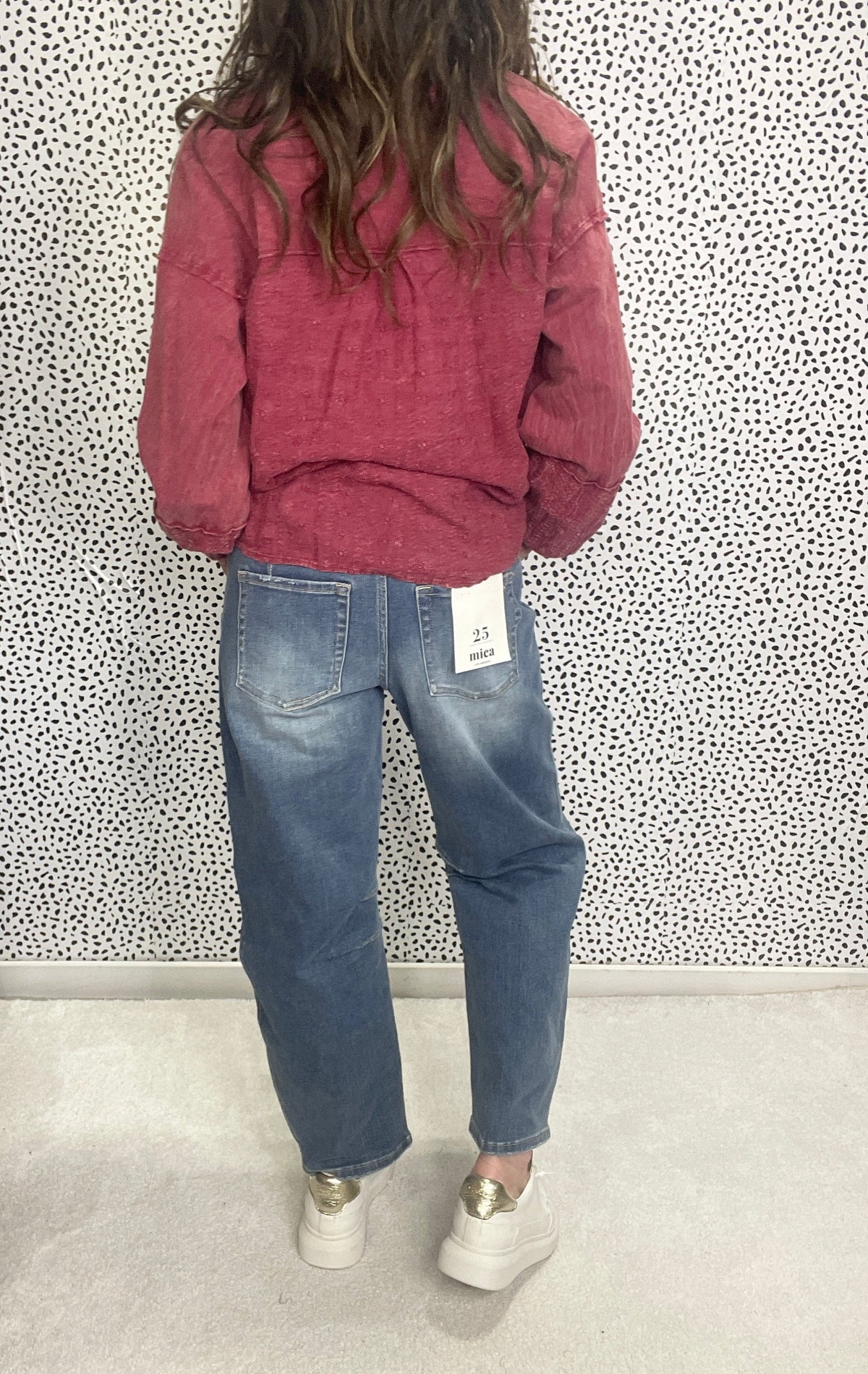 Mica Reba High Rise Non Distressed Barrel Jeans In Saphire 233