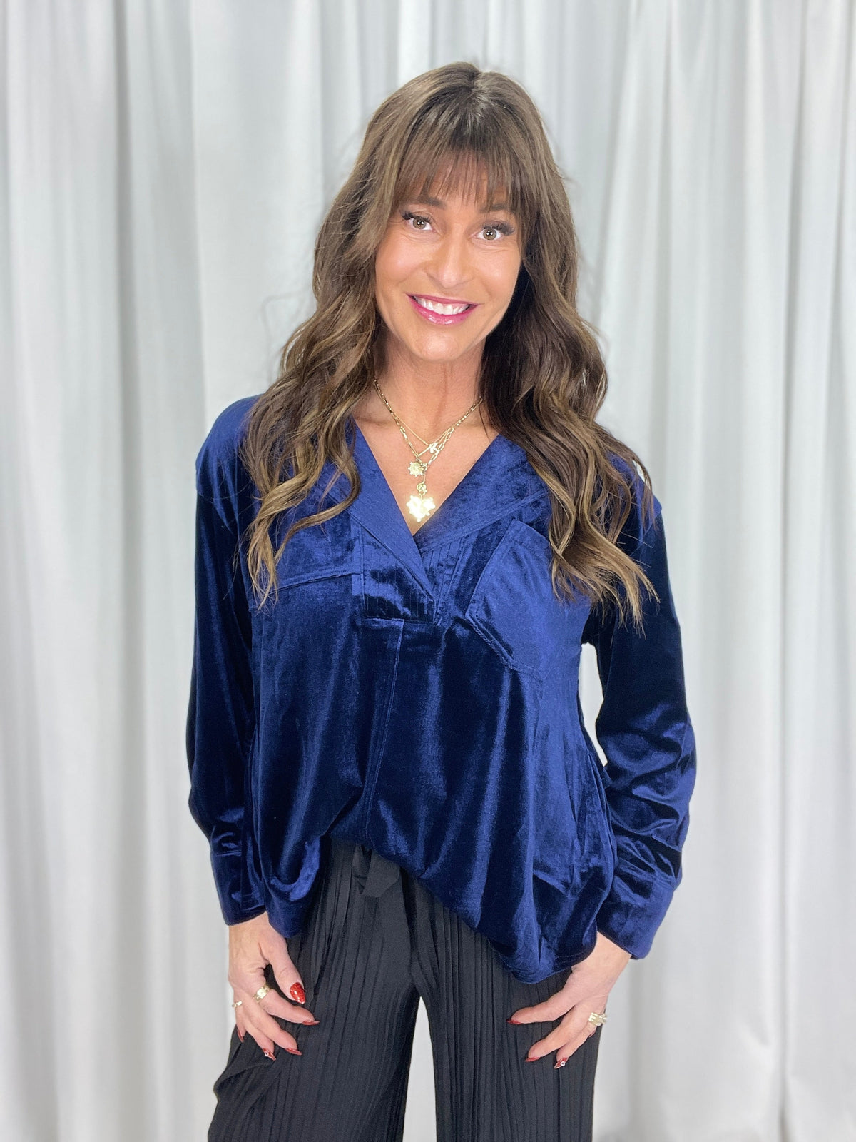 Carry Me Home Top In Navy *Final Sale*