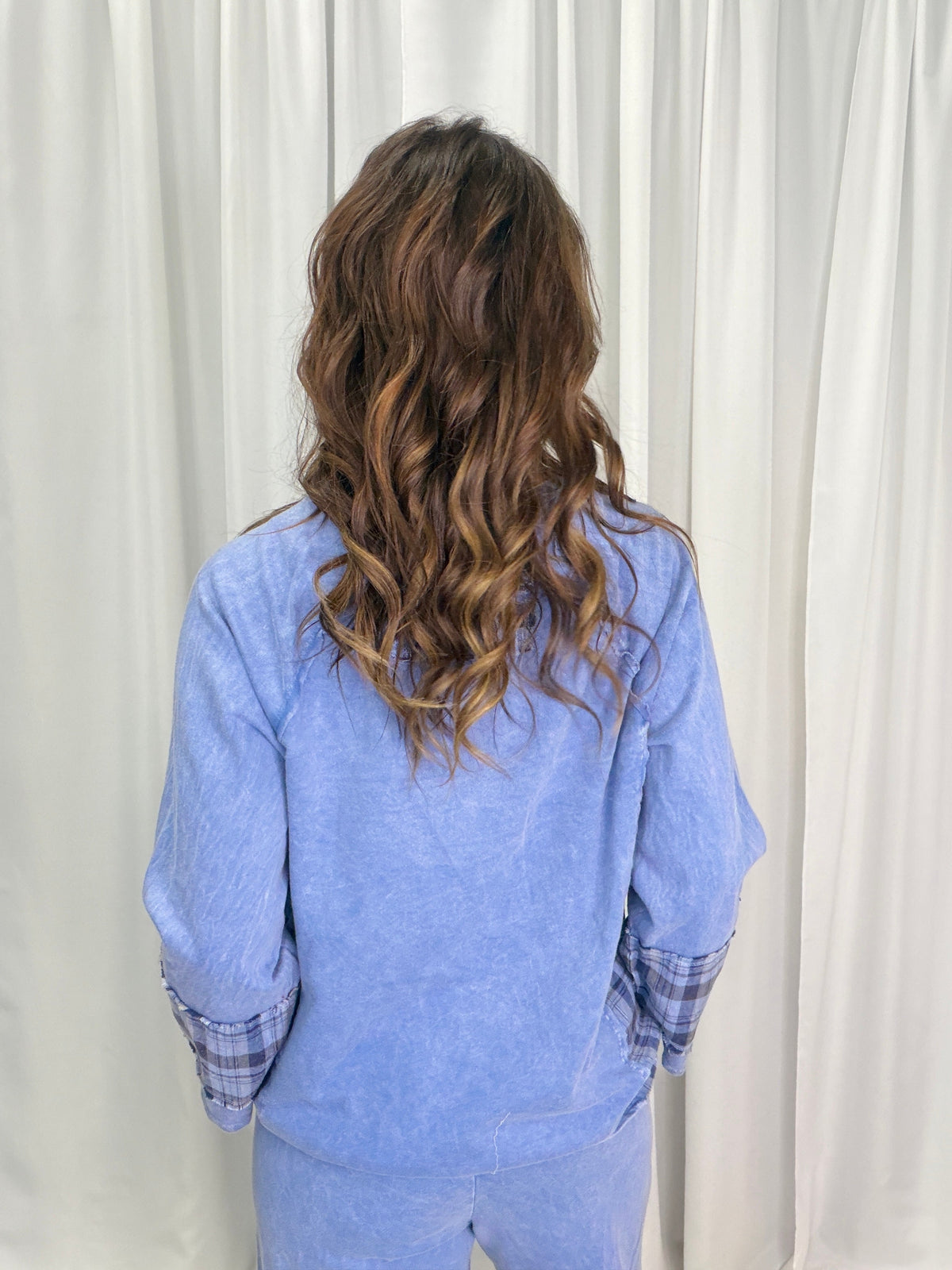 Distressed Star Patch Top In Denim Blue *Final Sale*