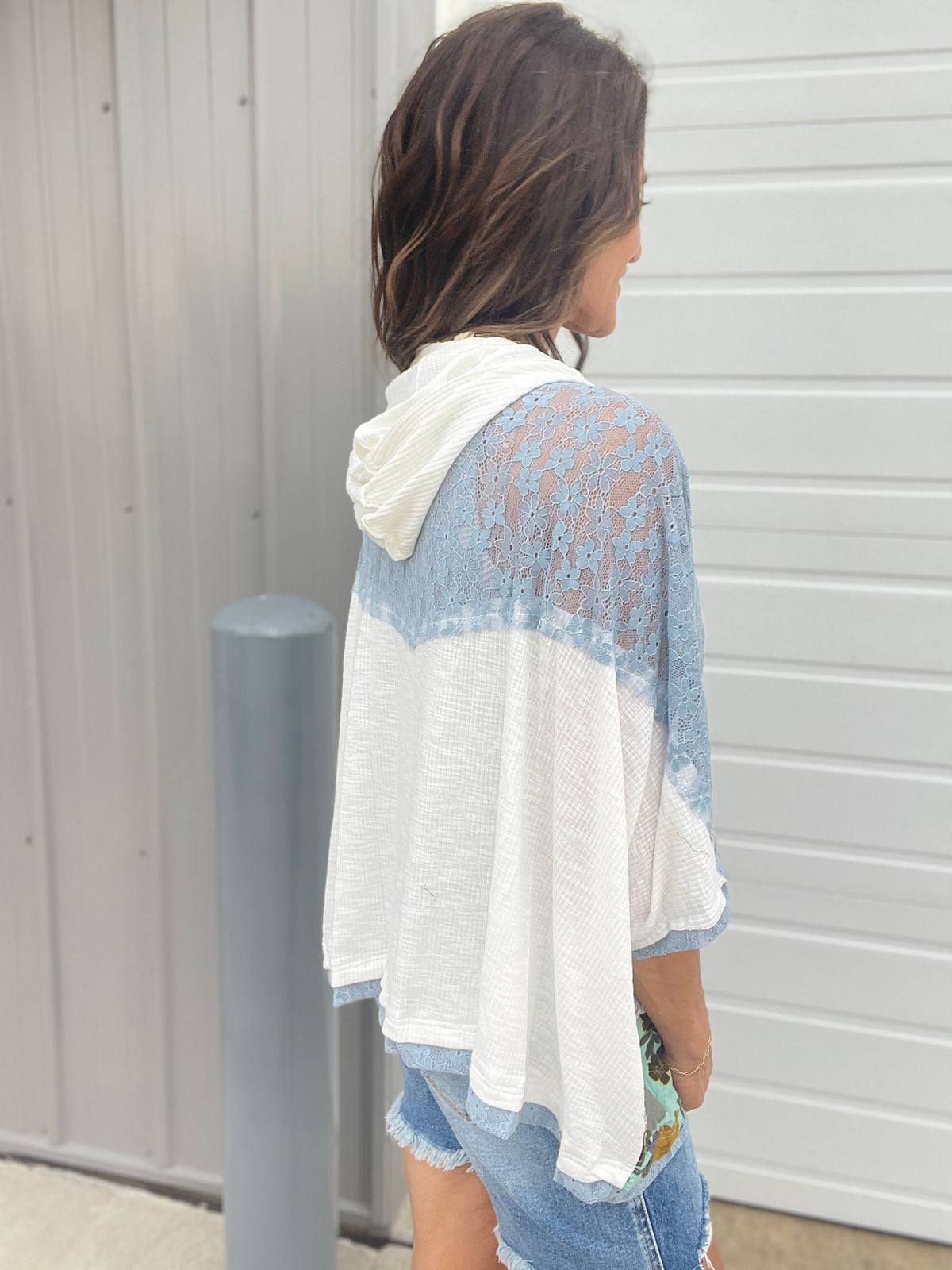 Pol Peace Be With You Short Sleeve Hoodie Top In 6 Colors: Ivory, Charcoal, Pink, Sage, Peach, Aqua *Final Sale*