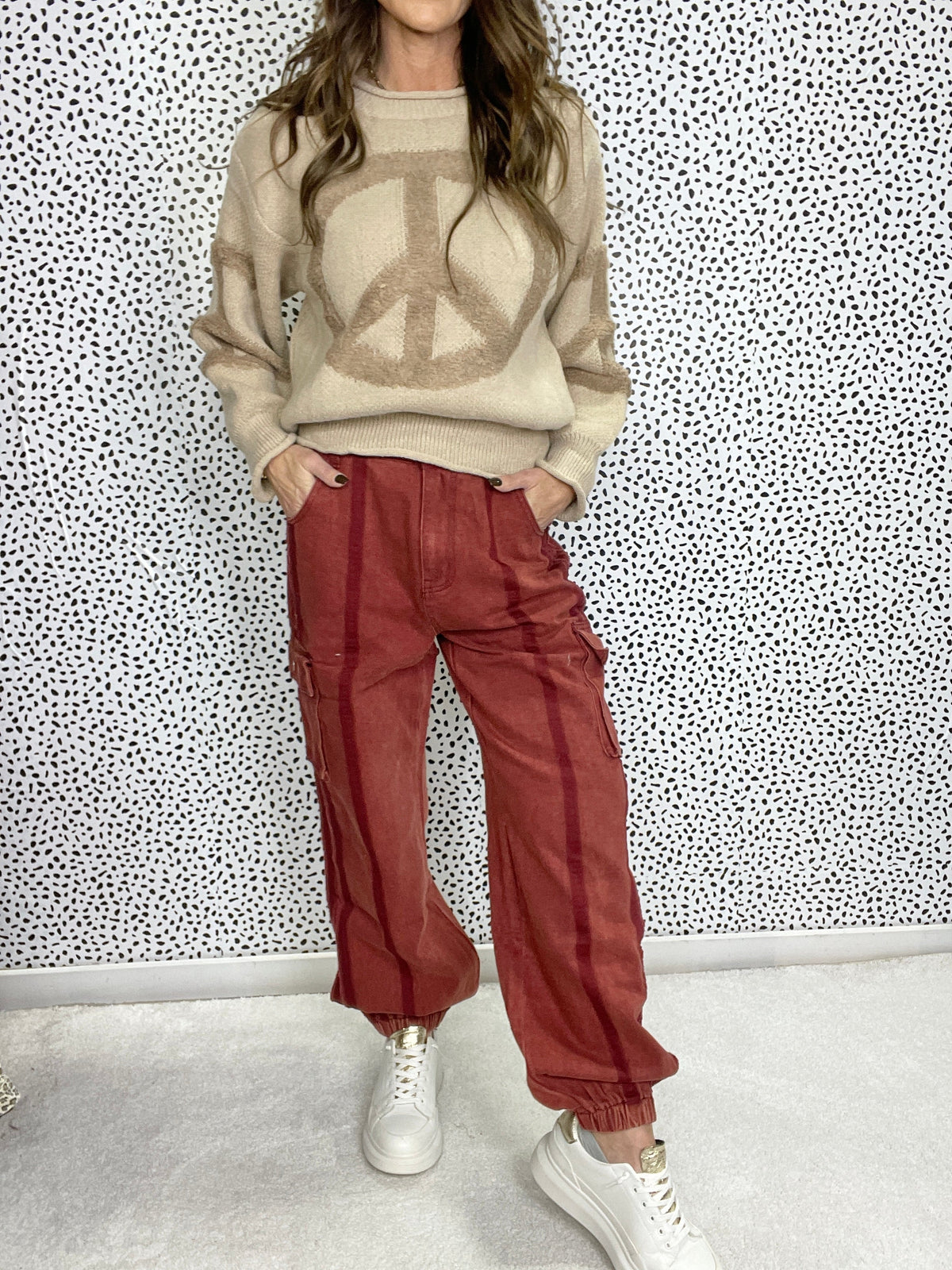 POL End Zone Vintage Wash Joggers In Brick *Final Sale*