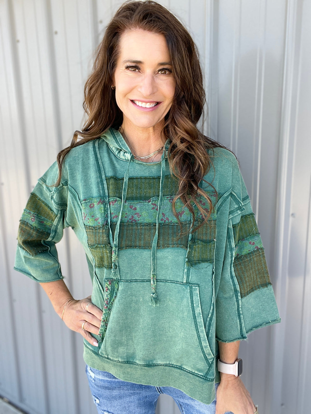 See The Truth Print Mix Hoodie In 5 Colors: Mocha, Green, Orange, Taupe, Ecru *Final Sale*