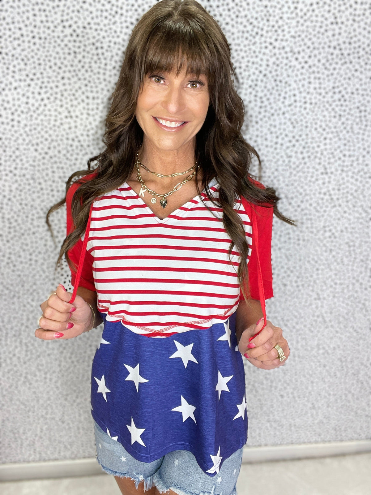 Gracie P Patriot Blaze Stars & Stripes Hoodie Tee