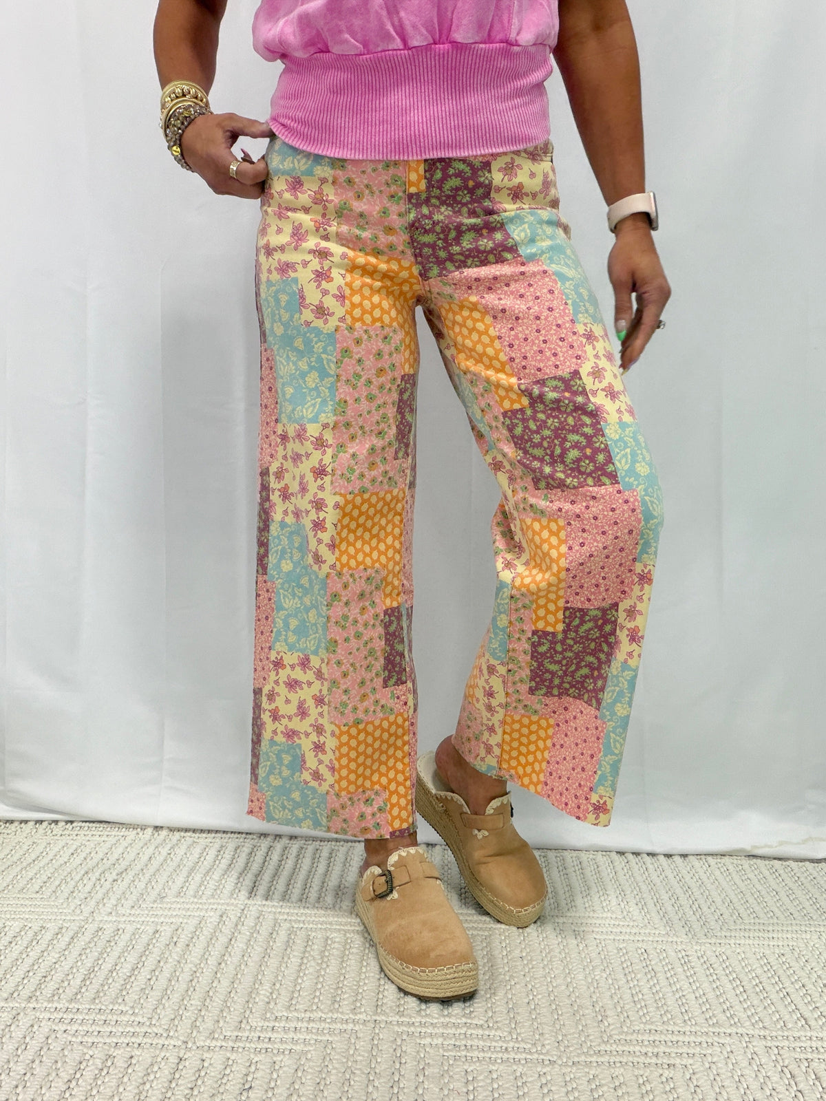 Of Sound Mind Patchwork Twill Pants In Denim