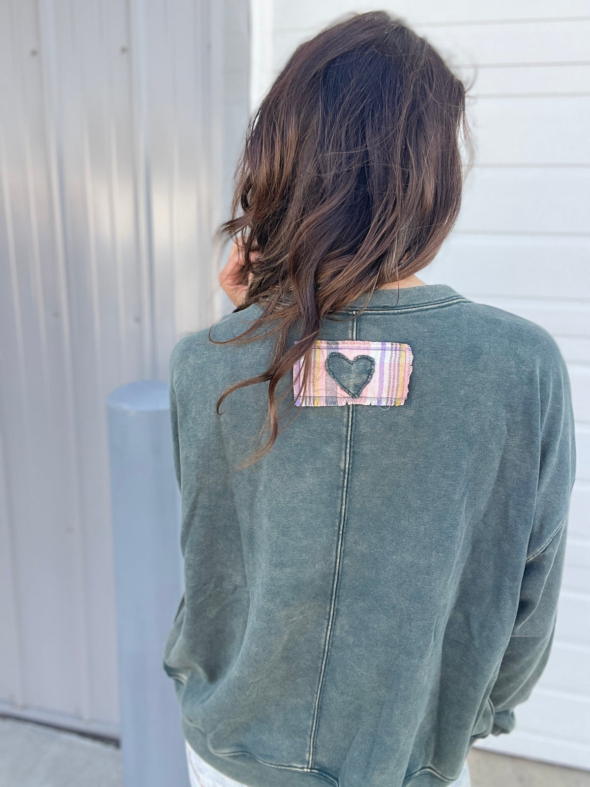 Oli & Hali Forever Love Mineral Washed Heart Terry Knit Top In 4 Colors