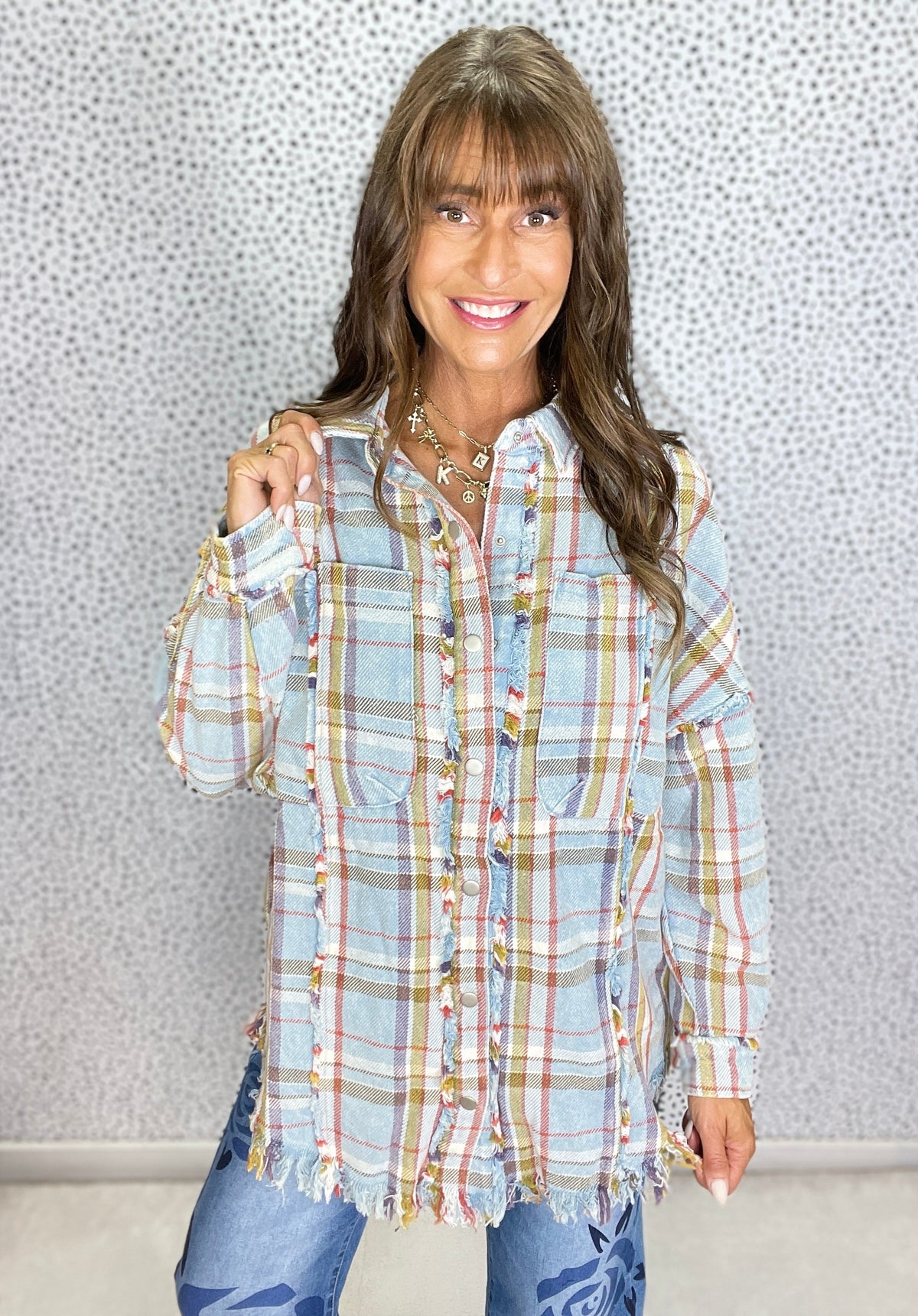 Autumn Skies Plaid Fringe Shacket in 2 Colors
