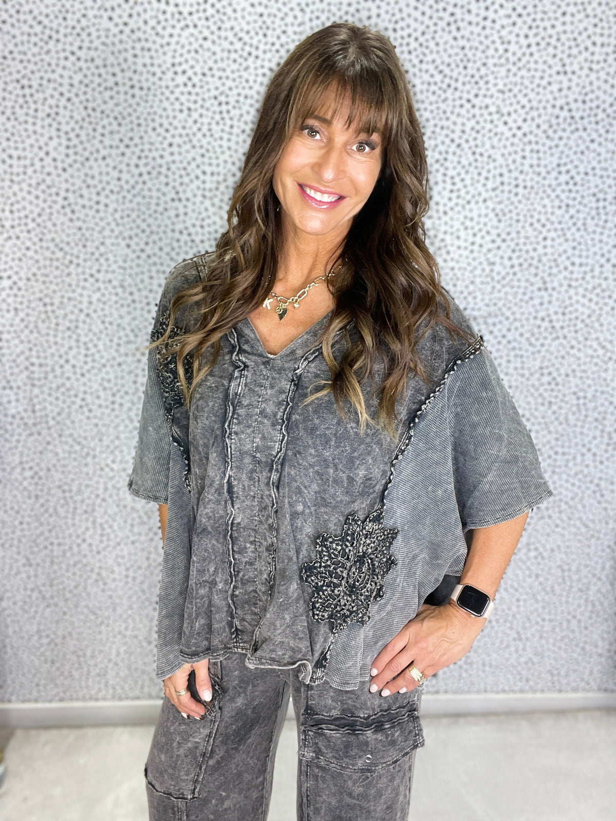 Pick A Date Mineral Washed Boho V-Neck Top In 5 Colors