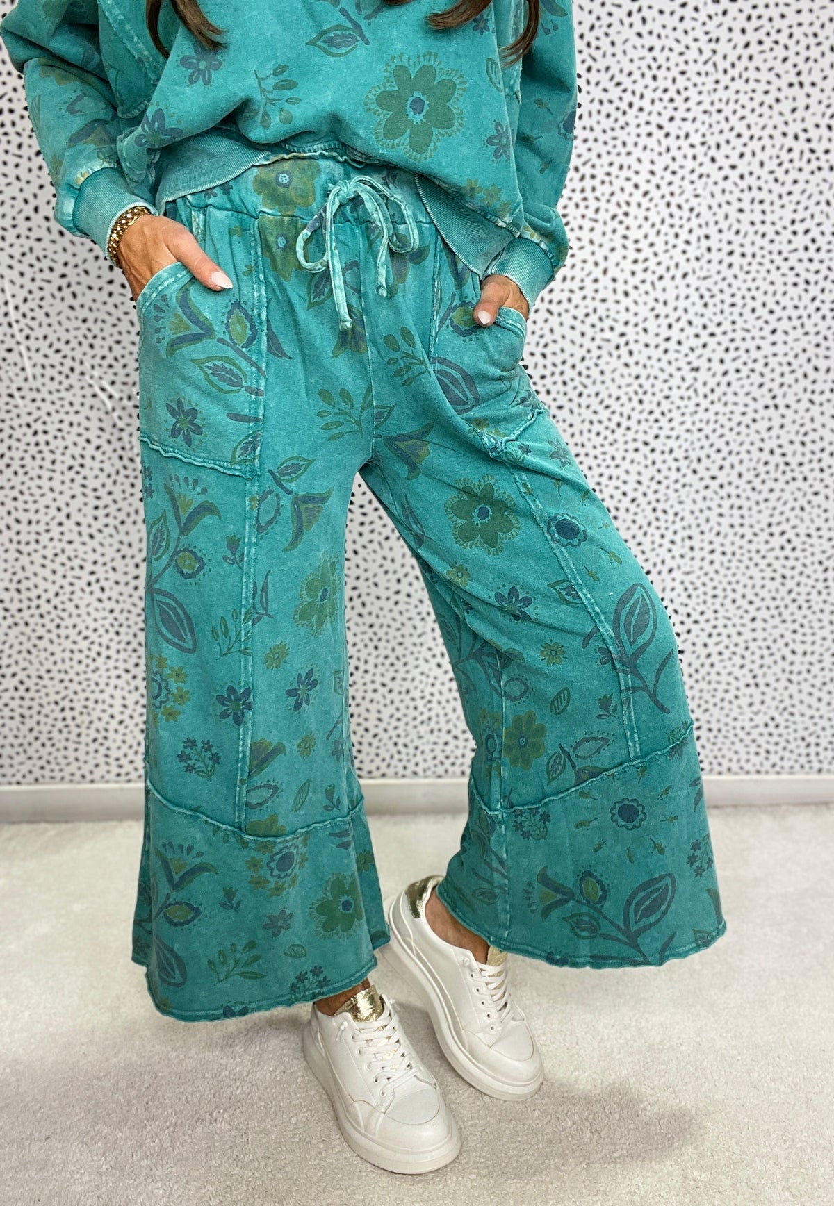 Find My Way Floral Print Terry Pants In 3 Colors