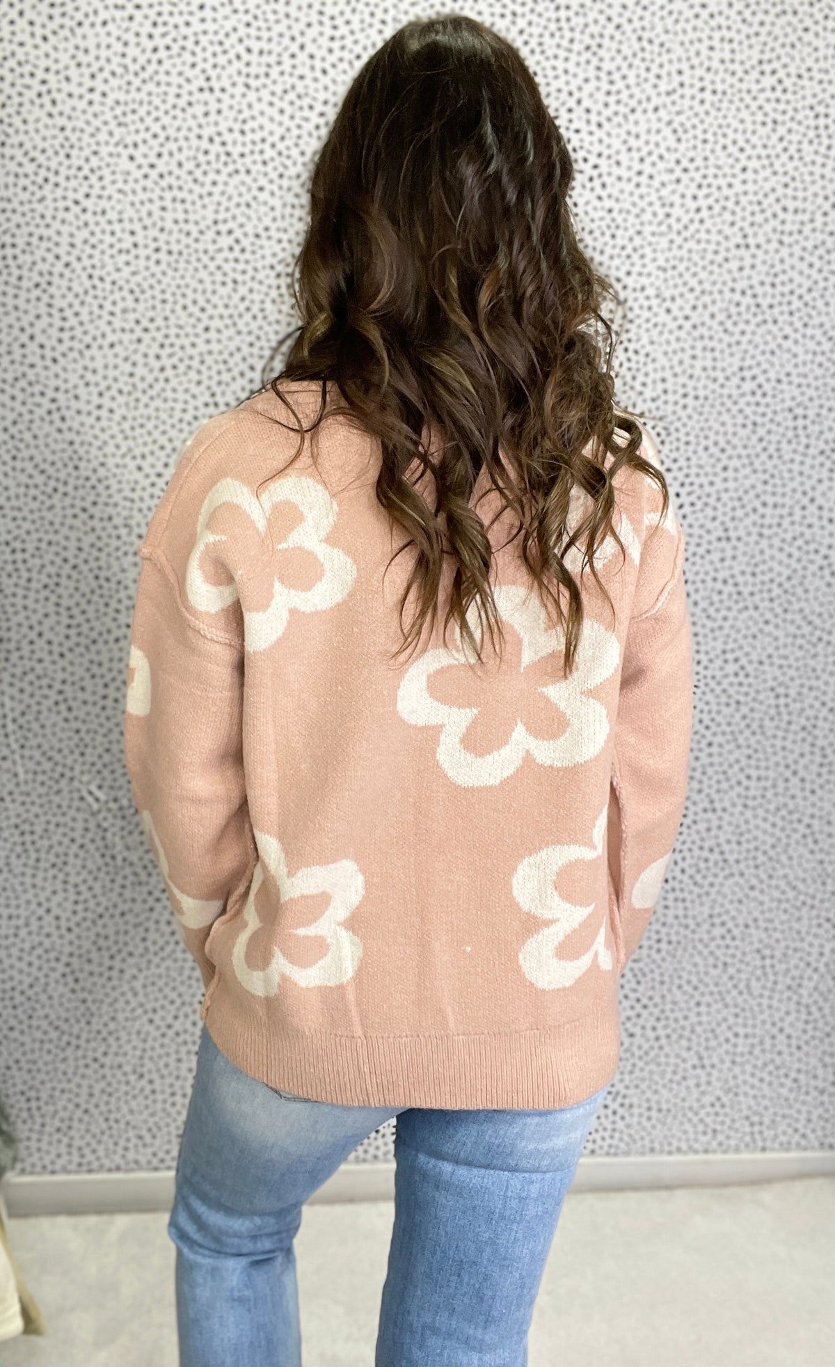 Show Me The Pearls Floral Design Sweater