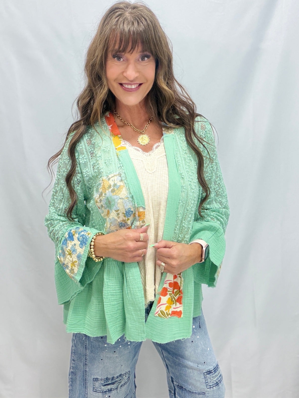 POL Bringing Sun Stretch Lace Cardigan In 3 Colors