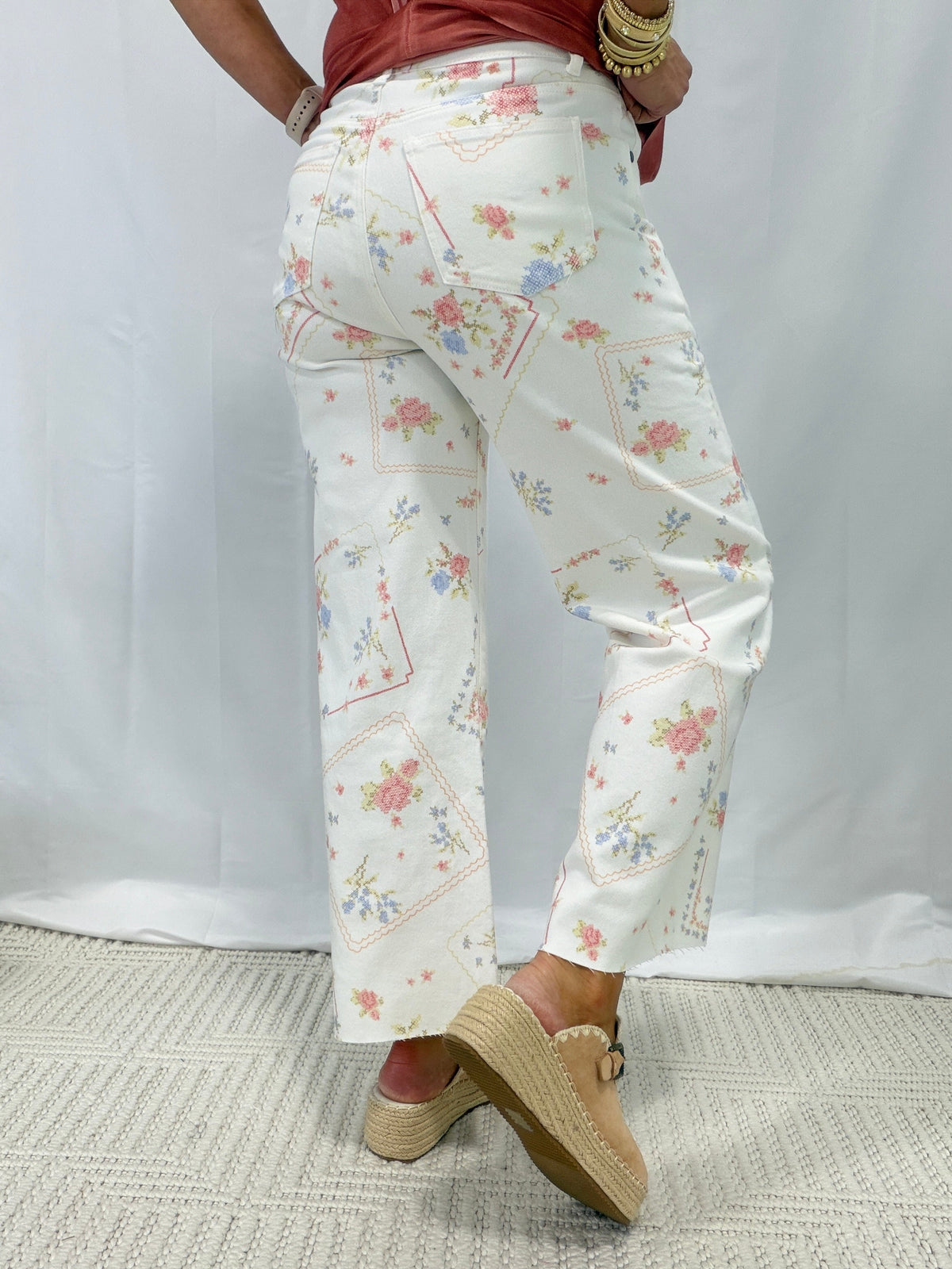 Heirloom Bloom Enzyme Washed Twill Pants In White