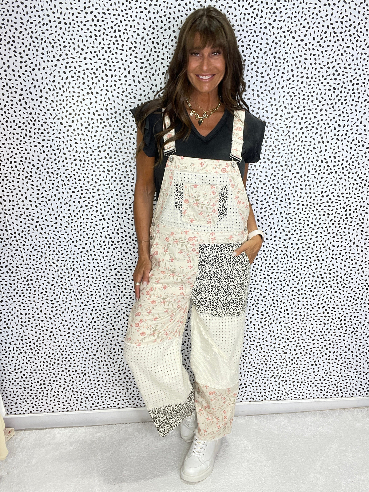 POL Patchwork Meadow Twill Overalls In 3 Colors