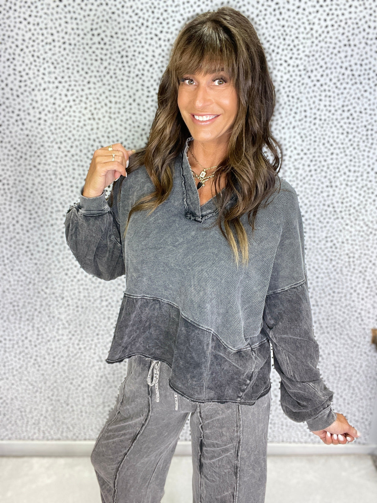 Mineral Washed V Neck, Dolman Sleeve Top in 2 Colors *Final Sale*