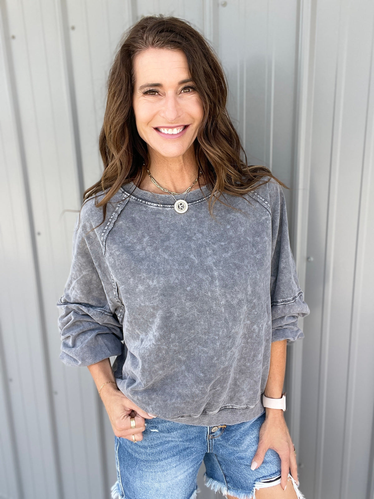 Where To Be Mineral Washed Top In 4 Colors: Camel, Denim, Sage, Orchid *Final Sale*