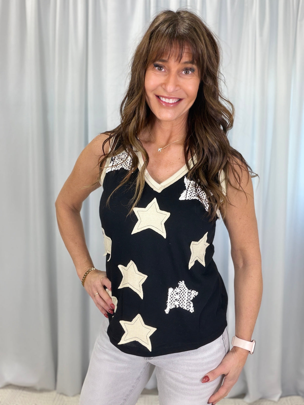POL Stellar Dreams Star Patch Tank Top In 11 Colors