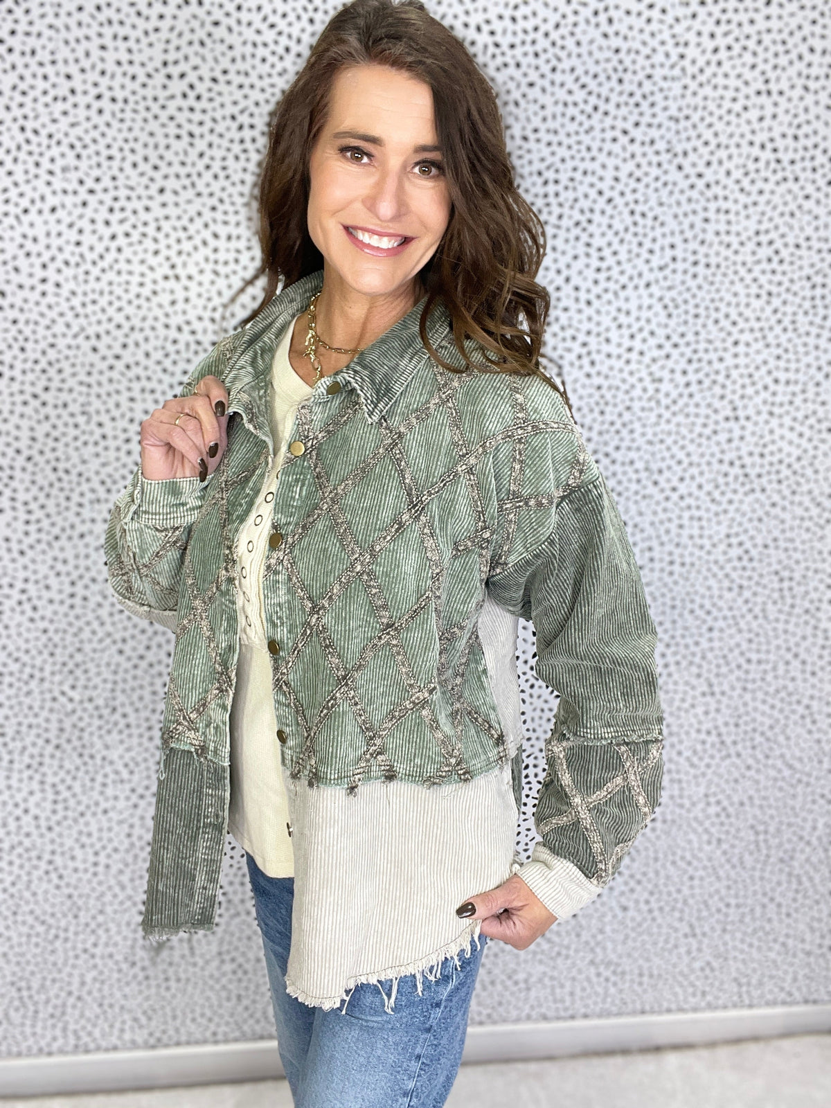 Oli & Hali One Place I Want To Be Color Block Corduroy Shacket In 2 Colors *Final Sale*