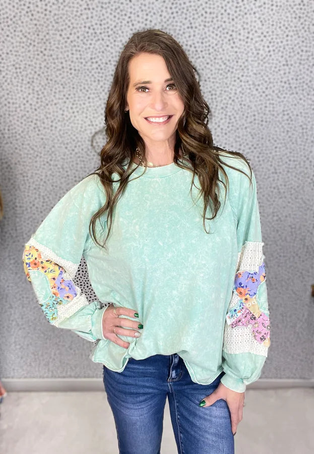 Still Playing Floral Patch Long Sleeve Top In 3 Colors *Final Sale*