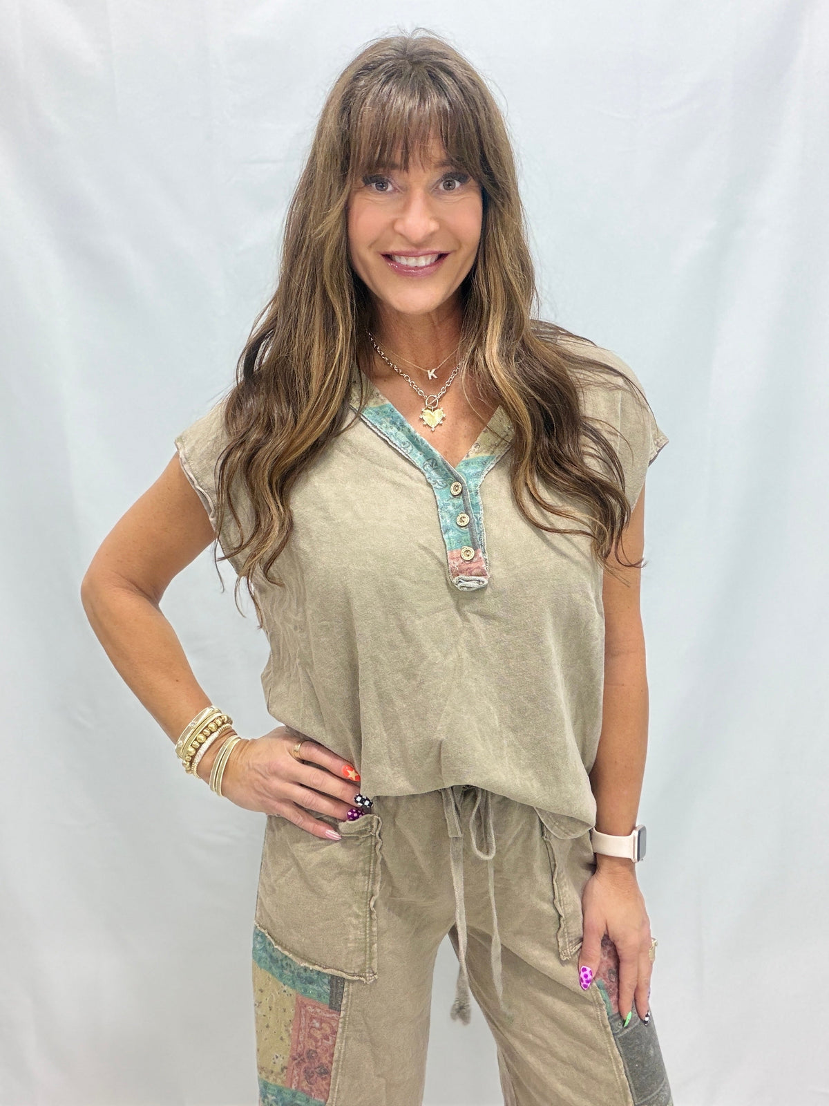 Desert Bloom Henley Top