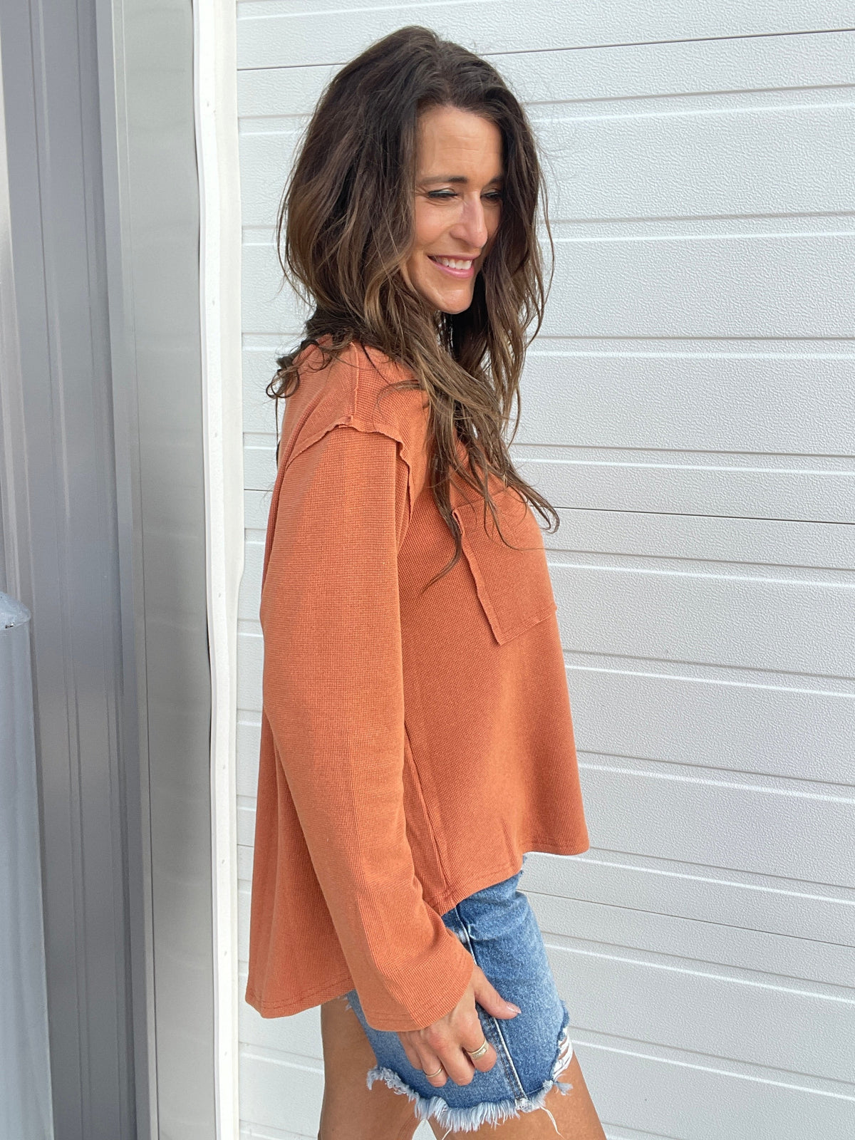 Pol Just The Way We Go Long Sleeve Top In 3 Colors: Sienna, Ivory, Charcoal *Final Sale*