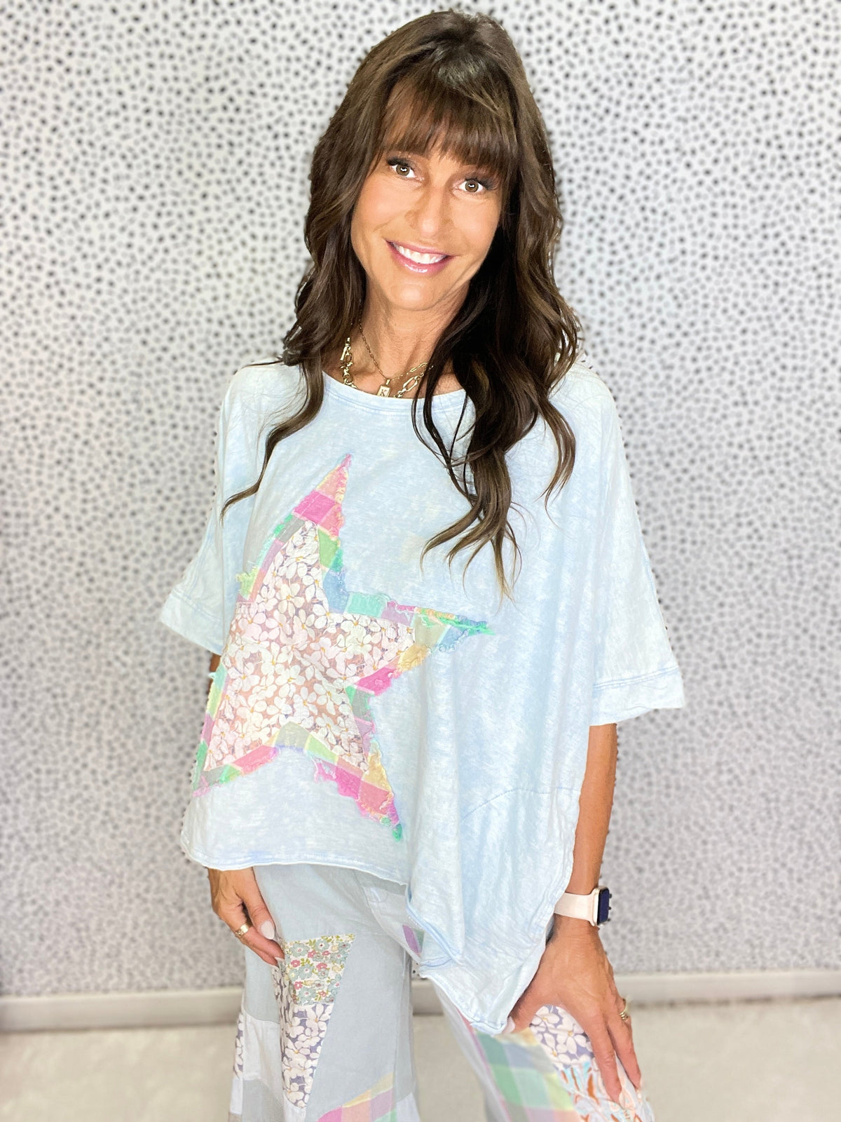 Star Patchwork Short Sleeve Top *Final Sale*