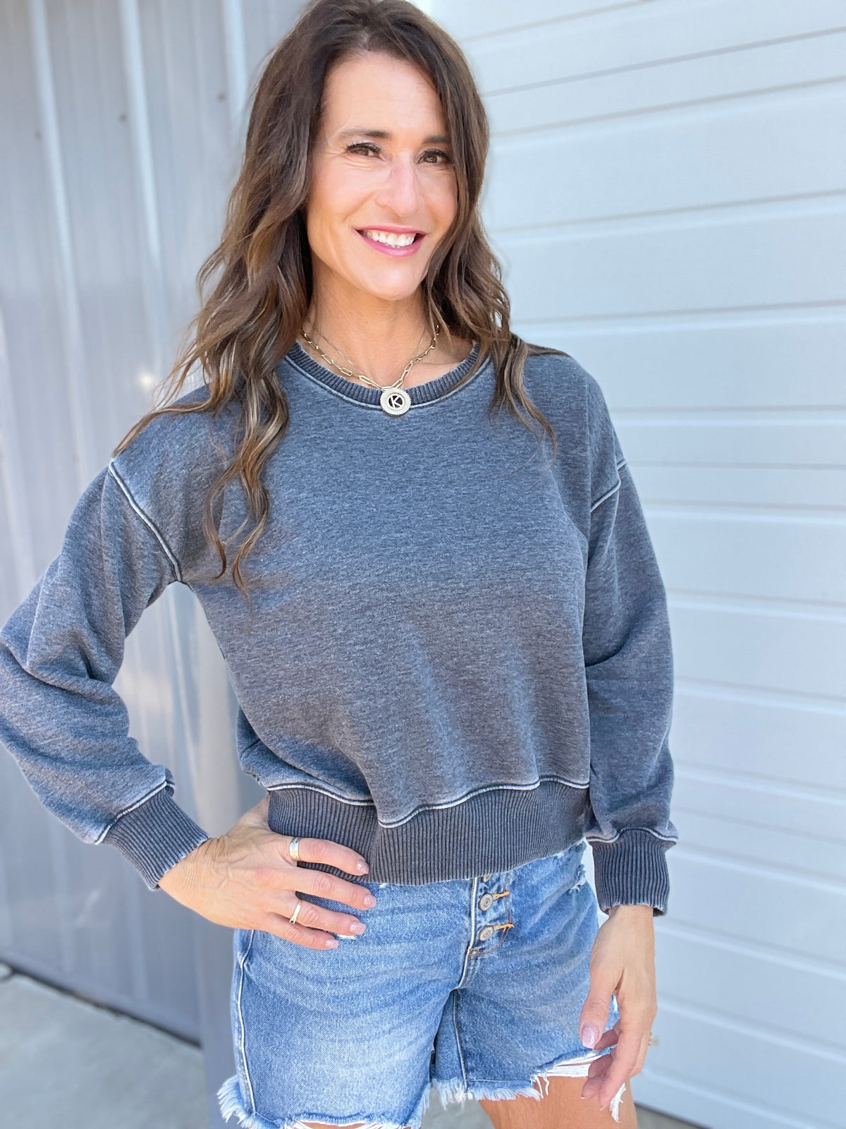 Summers End Soft And Cozy Lightweight Crewneck Top In 6 Colors: Rose, Blue, Chocolate, Black, Green Hot Pink, Mocha