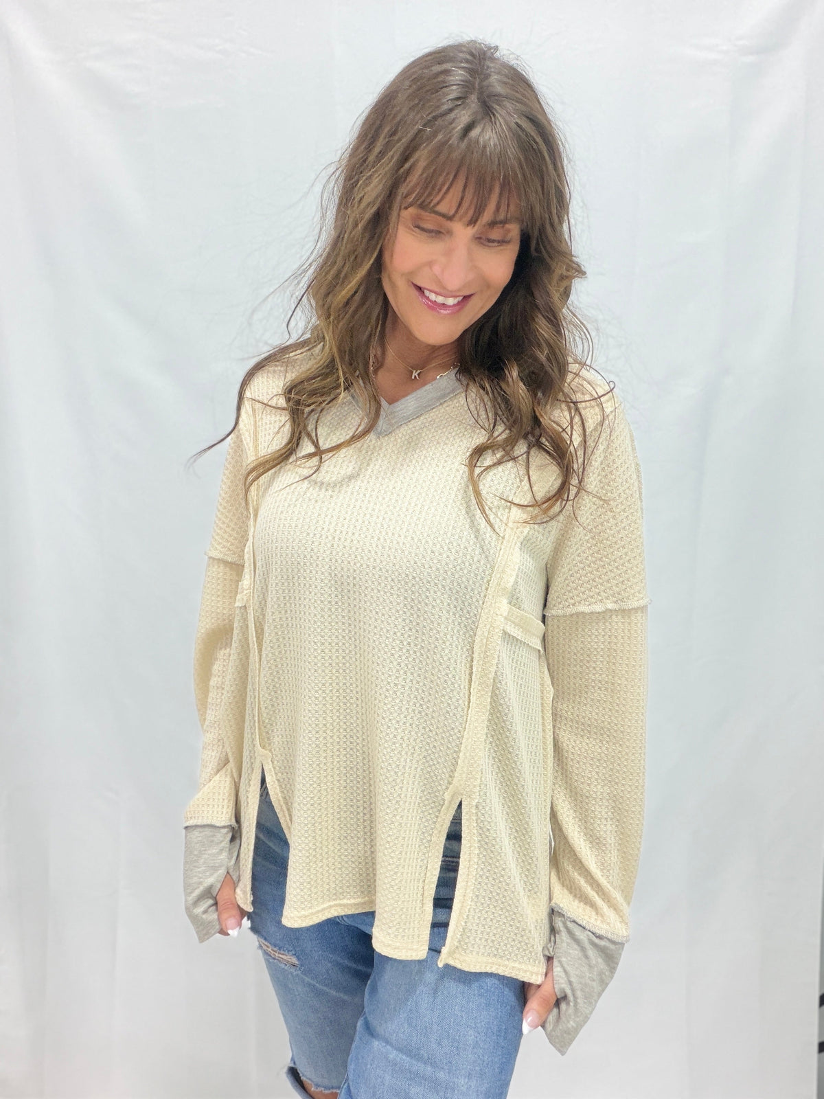 Everyday Ease Waffle V-Neck *Final Sale*