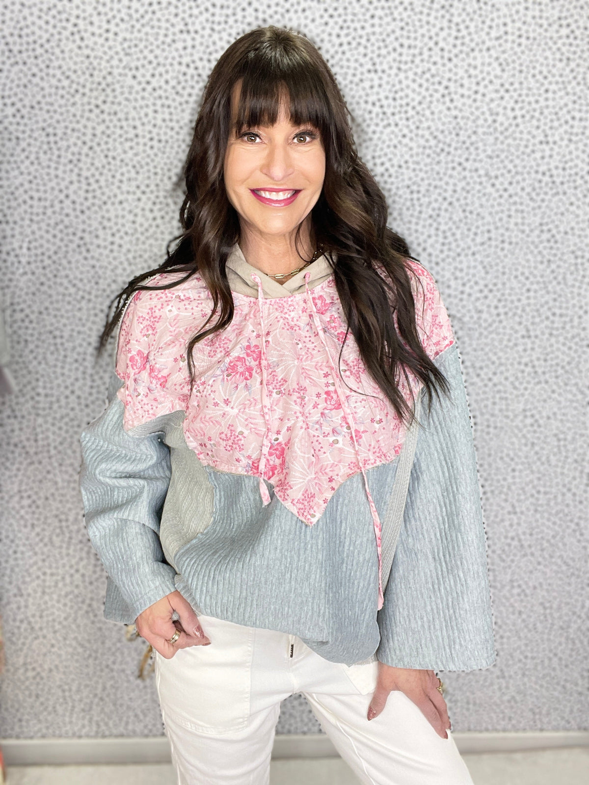 POL Higher Places Hooded Bell Sleeve Top In Grey *Final Sale*