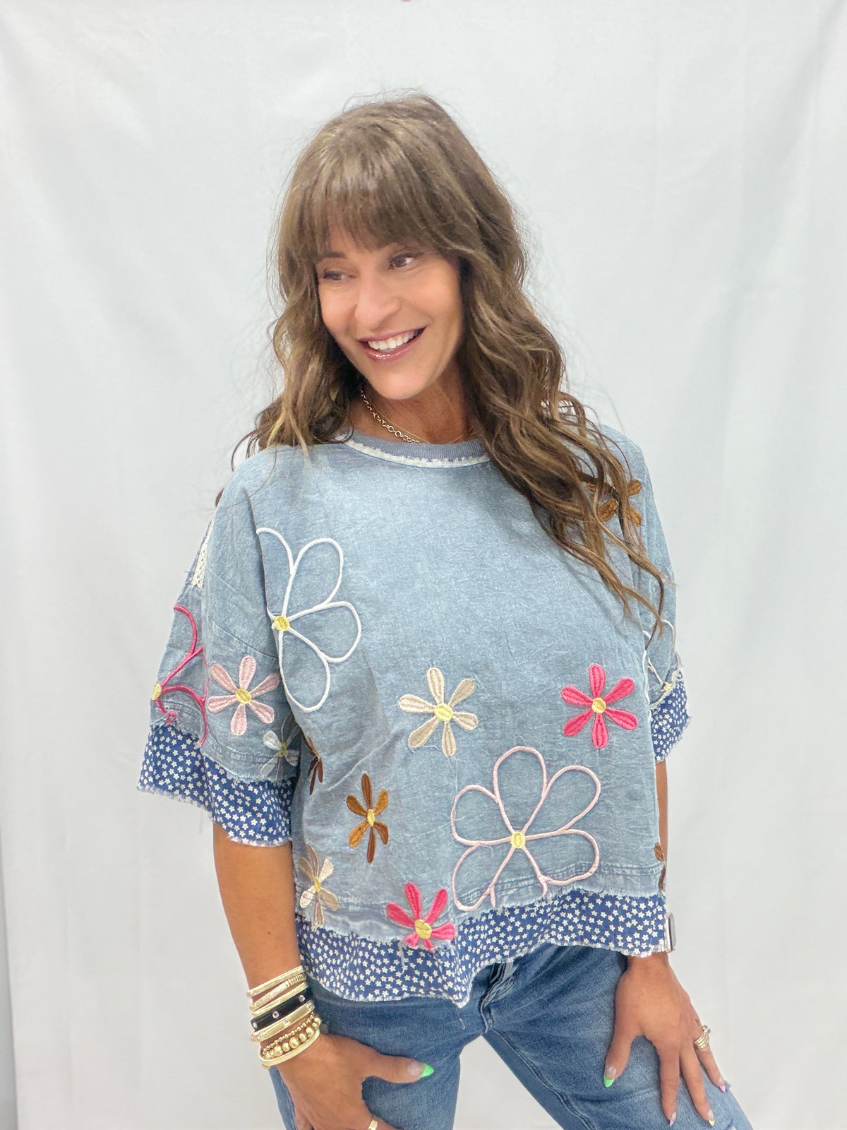 Oli & Hali Cozy Haven Embroidery Top In 2 Colors