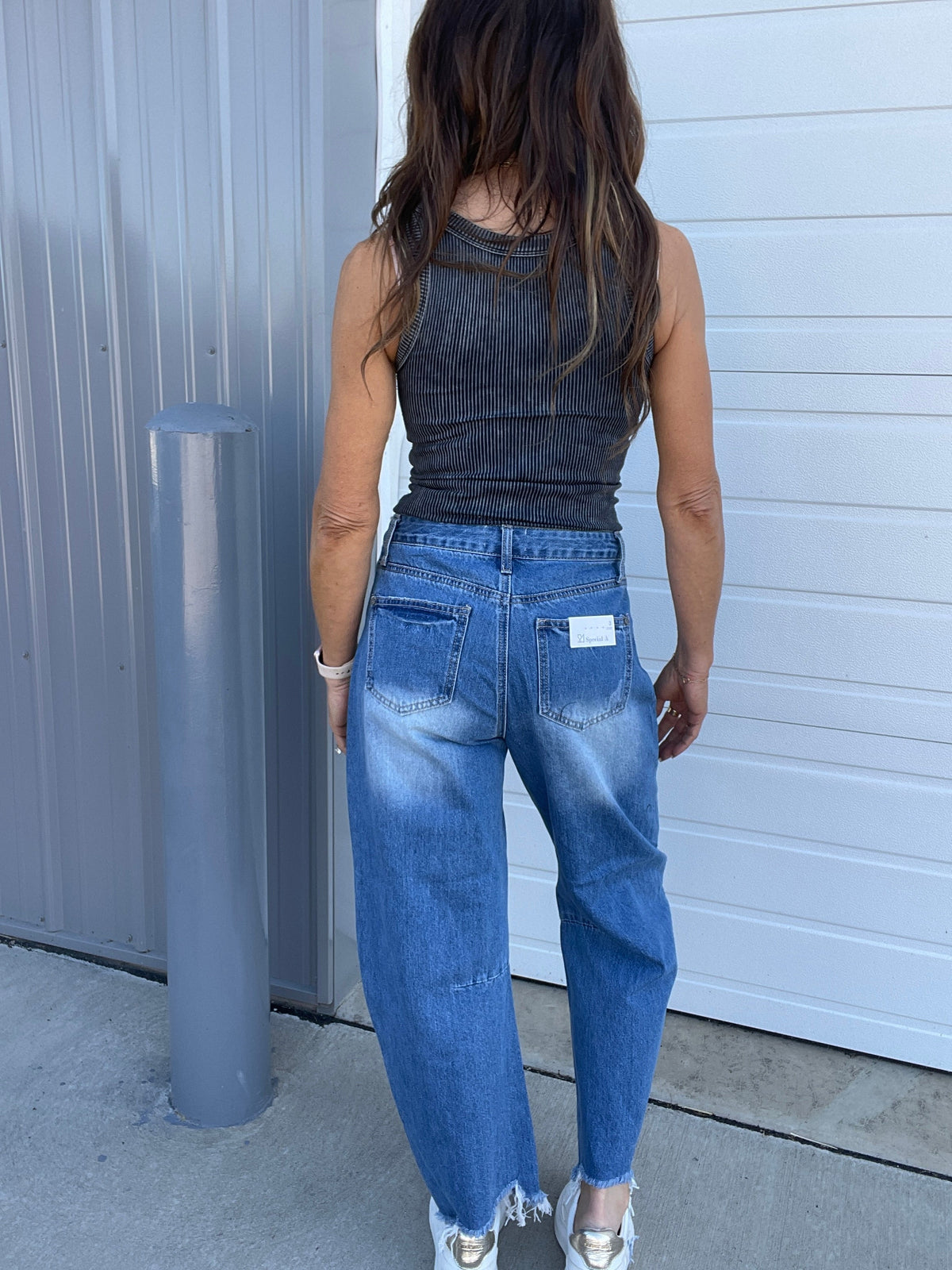Rhianna High Rise Barrel Jeans In 2 Colors: Medium, Light